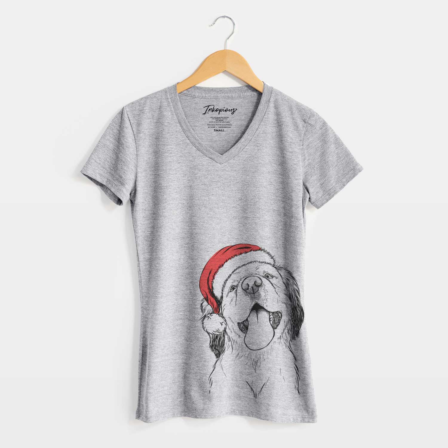 Santa Sven the Double Merle Spaniel Aussie Mix - Women's V-neck Shirt