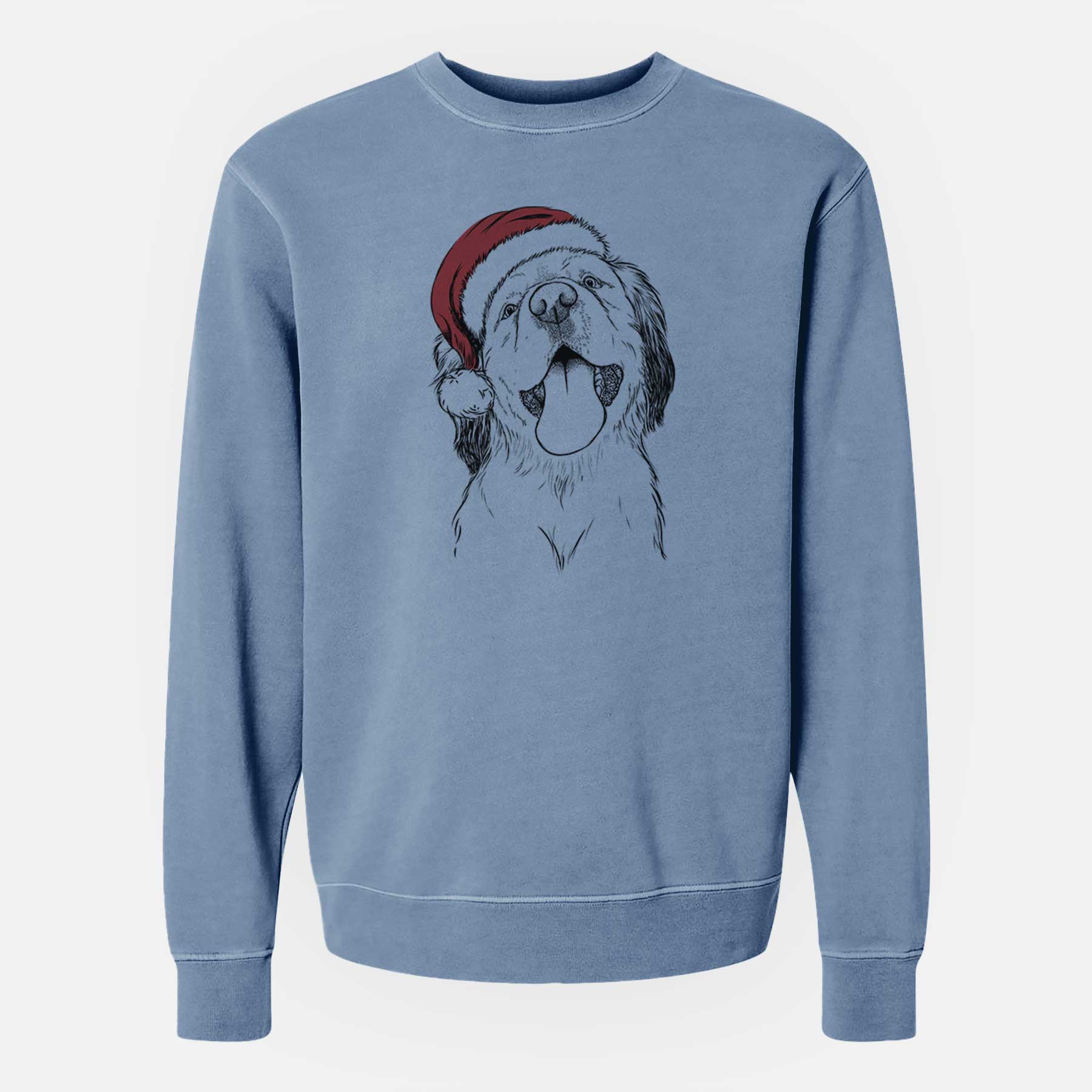 Santa Sven the Double Merle Spaniel Aussie Mix - Unisex Pigment Dyed Crew Sweatshirt