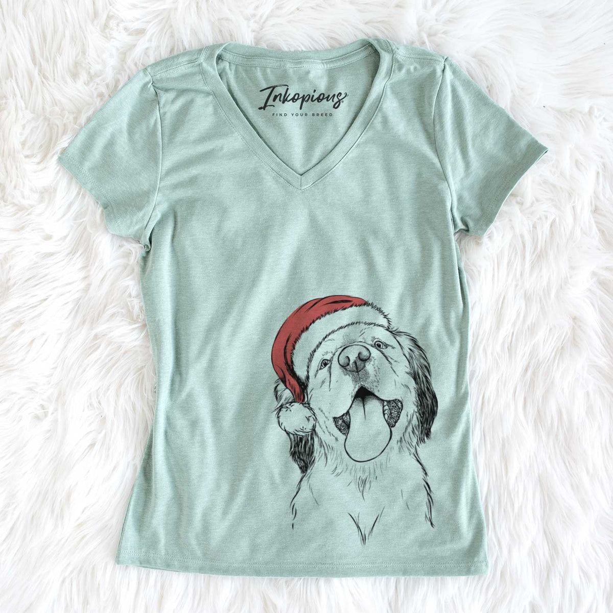 Santa Sven the Double Merle Spaniel Aussie Mix - Women&#39;s V-neck Shirt