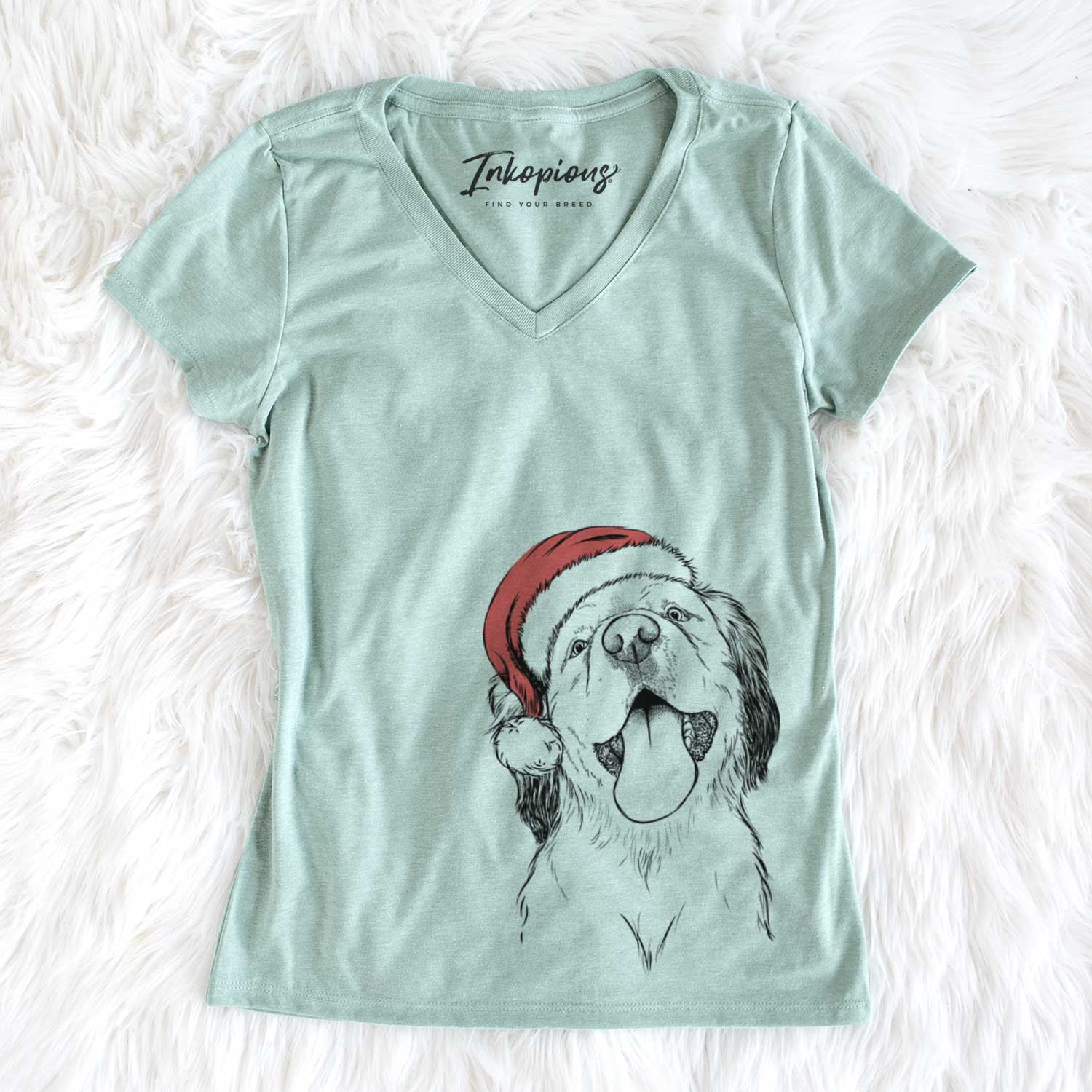 Santa Sven the Double Merle Spaniel Aussie Mix - Women's V-neck Shirt