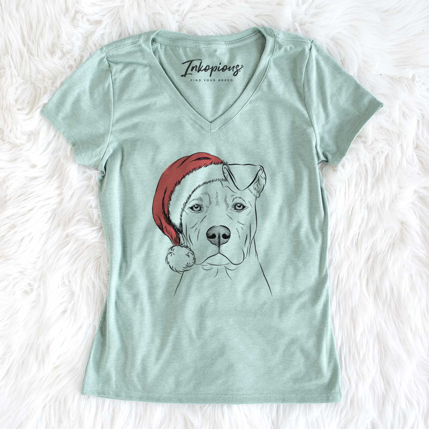 Santa Sweet Finn the Mixed Breed - Women's V-neck Shirt