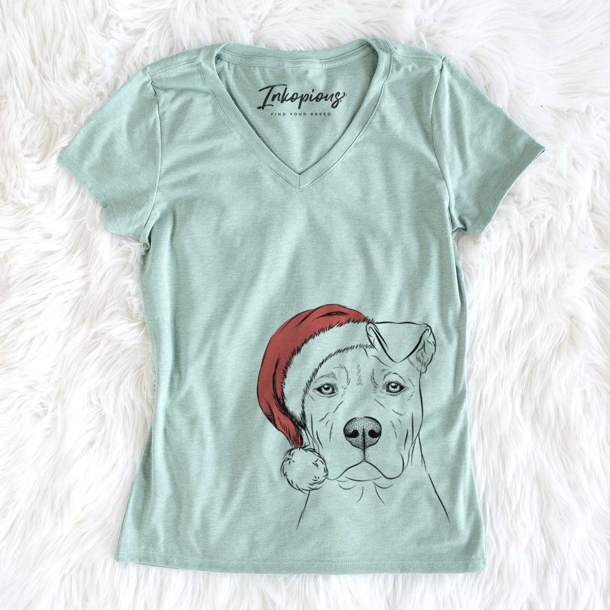 Santa Sweet Finn the Mixed Breed - Women&#39;s V-neck Shirt