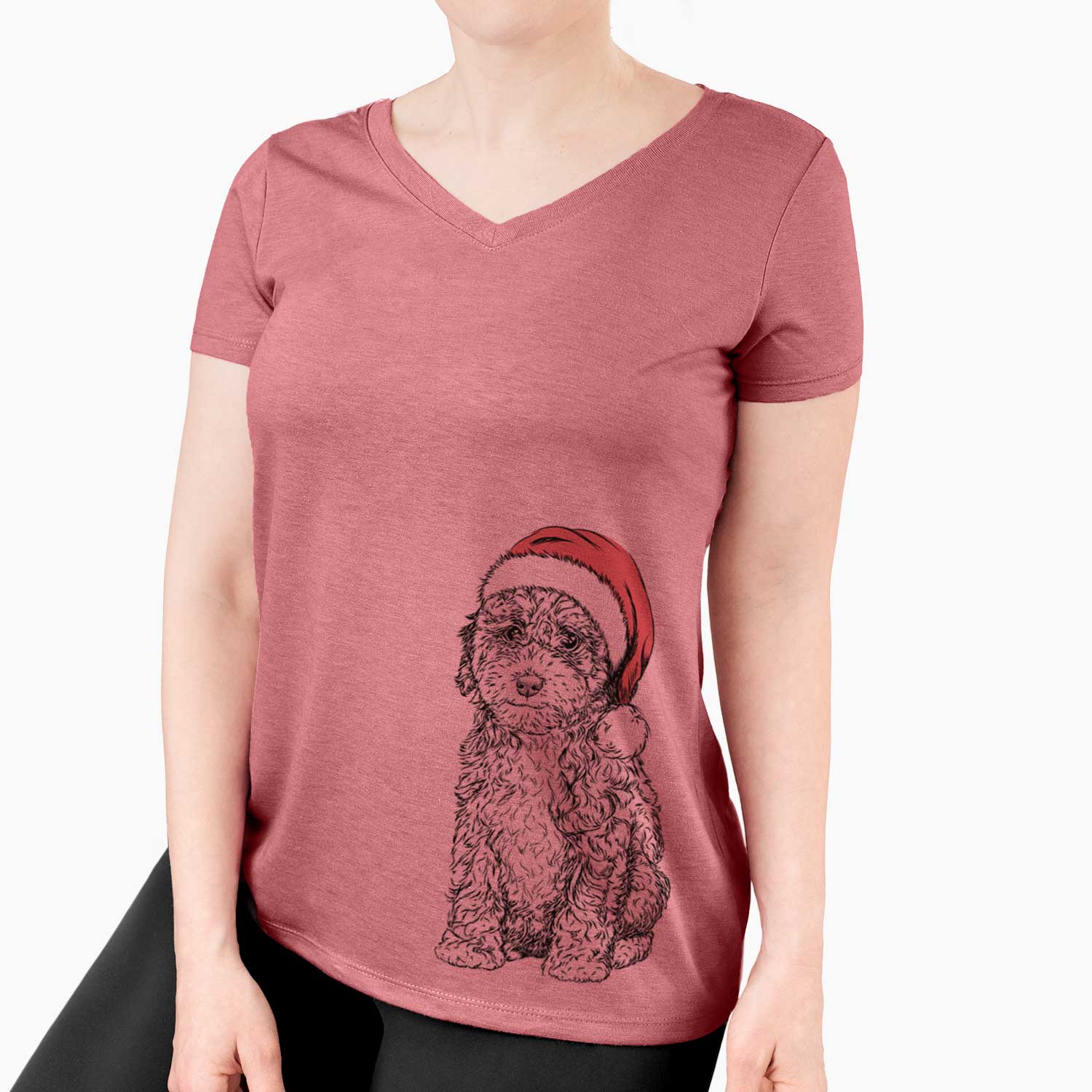 Santa Sweet Tea the Mini Doodle - Women's V-neck Shirt