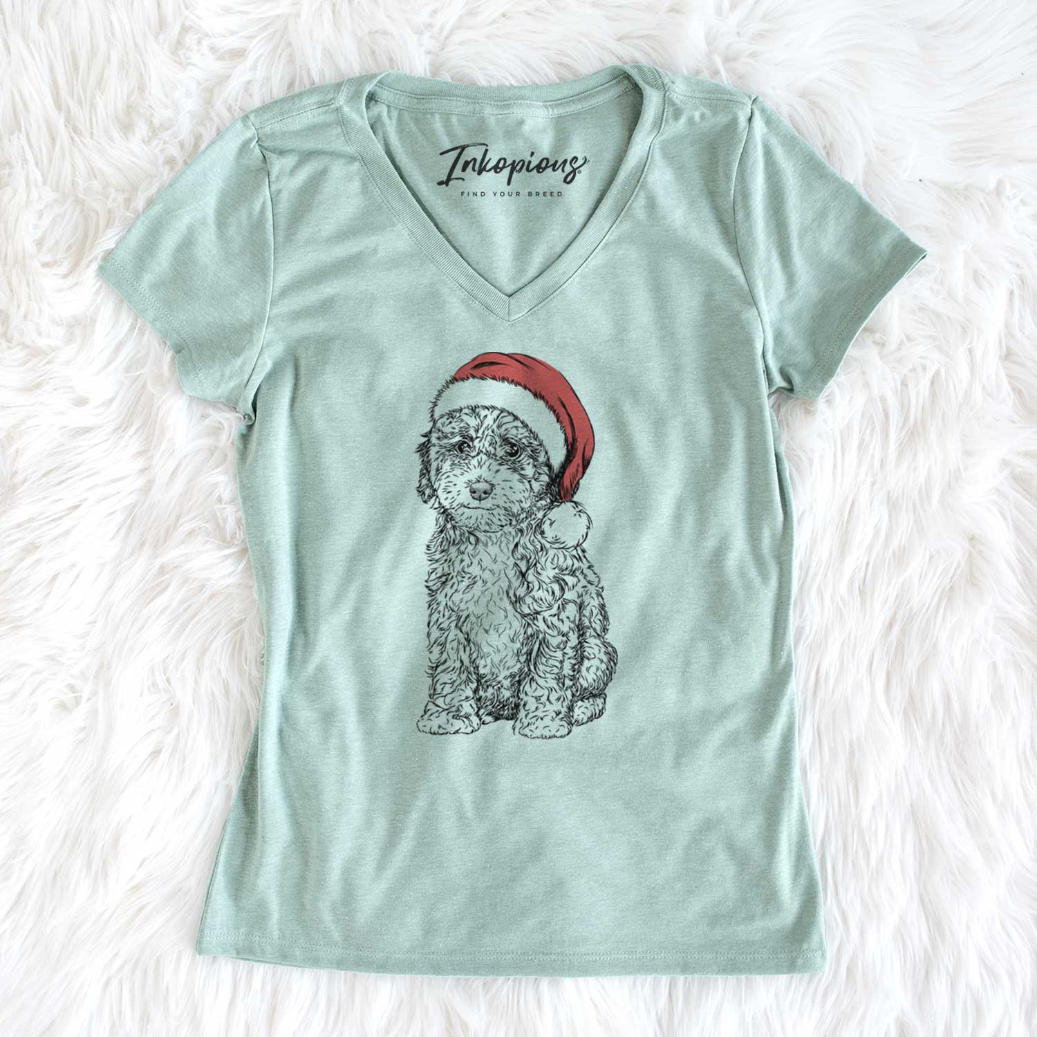 Santa Sweet Tea the Mini Doodle - Women's V-neck Shirt