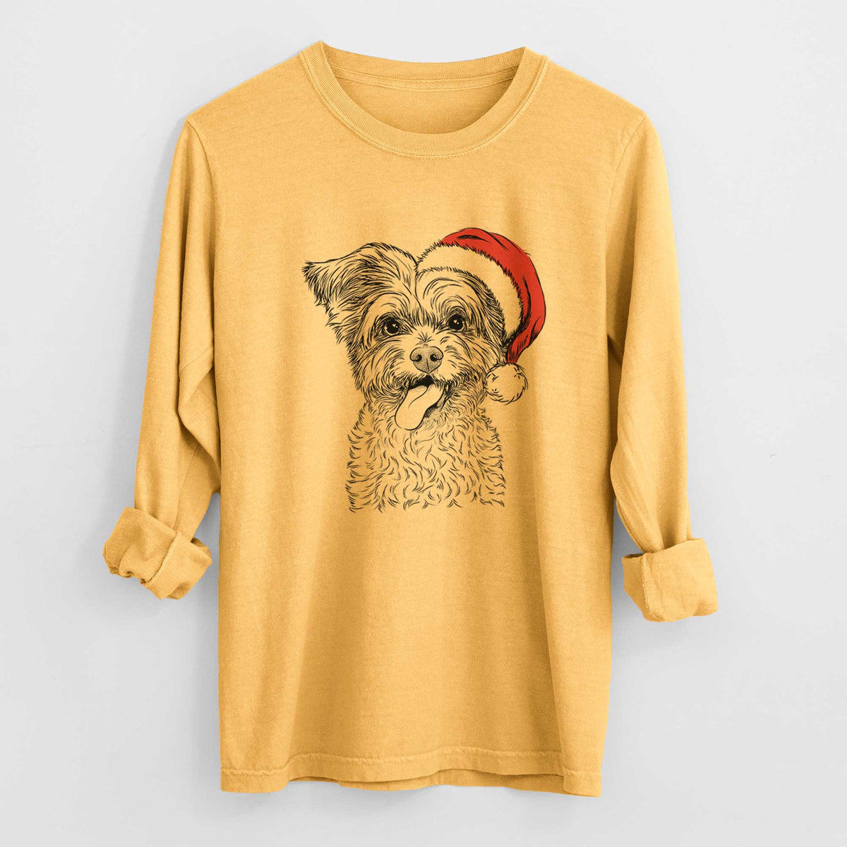 Santa Sweetie the Terrier Mix - Heavyweight 100% Cotton Long Sleeve