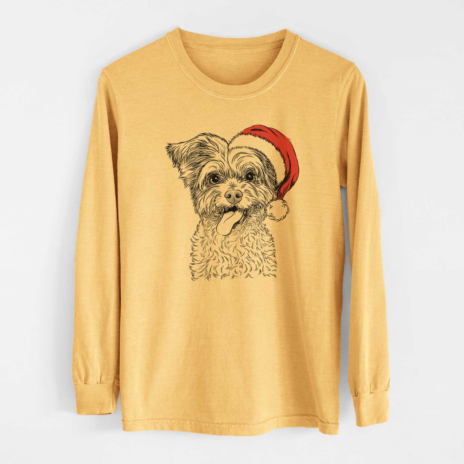 Santa Sweetie the Terrier Mix - Heavyweight 100% Cotton Long Sleeve