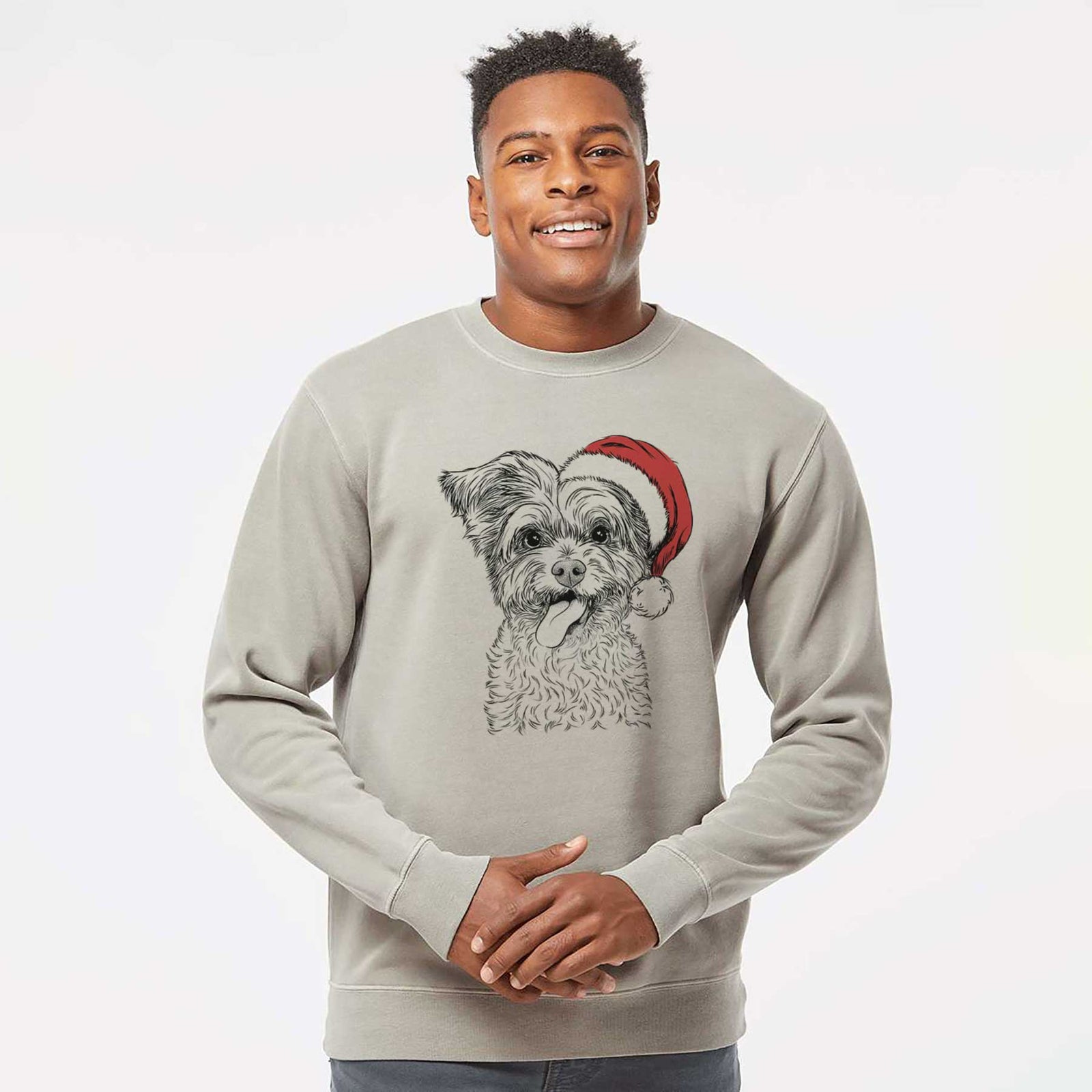 Santa Sweetie the Terrier Mix - Unisex Pigment Dyed Crew Sweatshirt