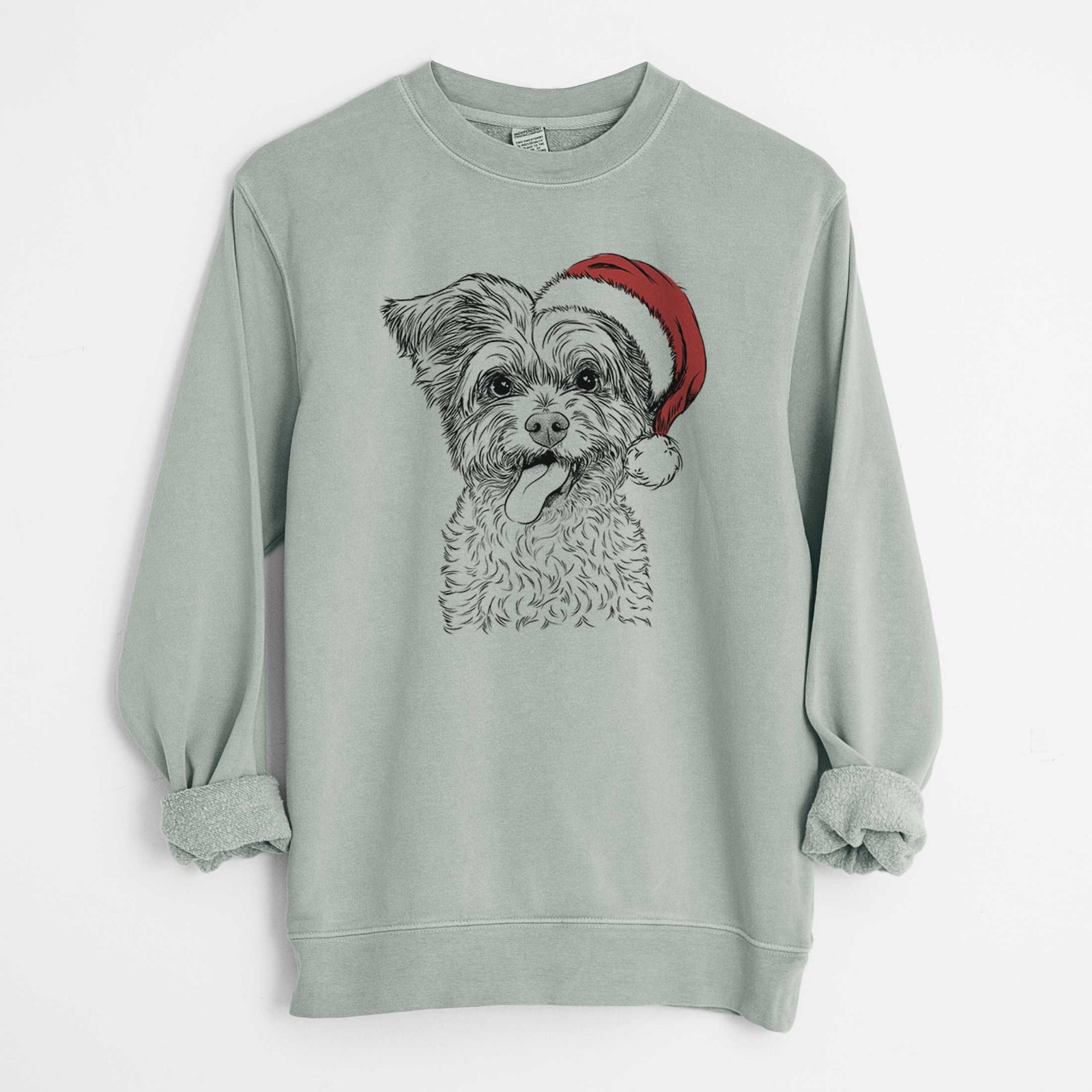 Santa Sweetie the Terrier Mix - Unisex Pigment Dyed Crew Sweatshirt