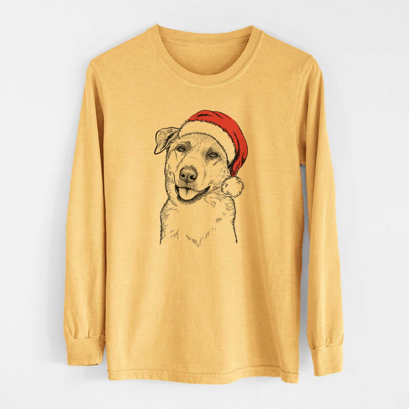 Santa Sydney the Great Pyrenees Australian Shepherd Mix - Heavyweight 100% Cotton Long Sleeve