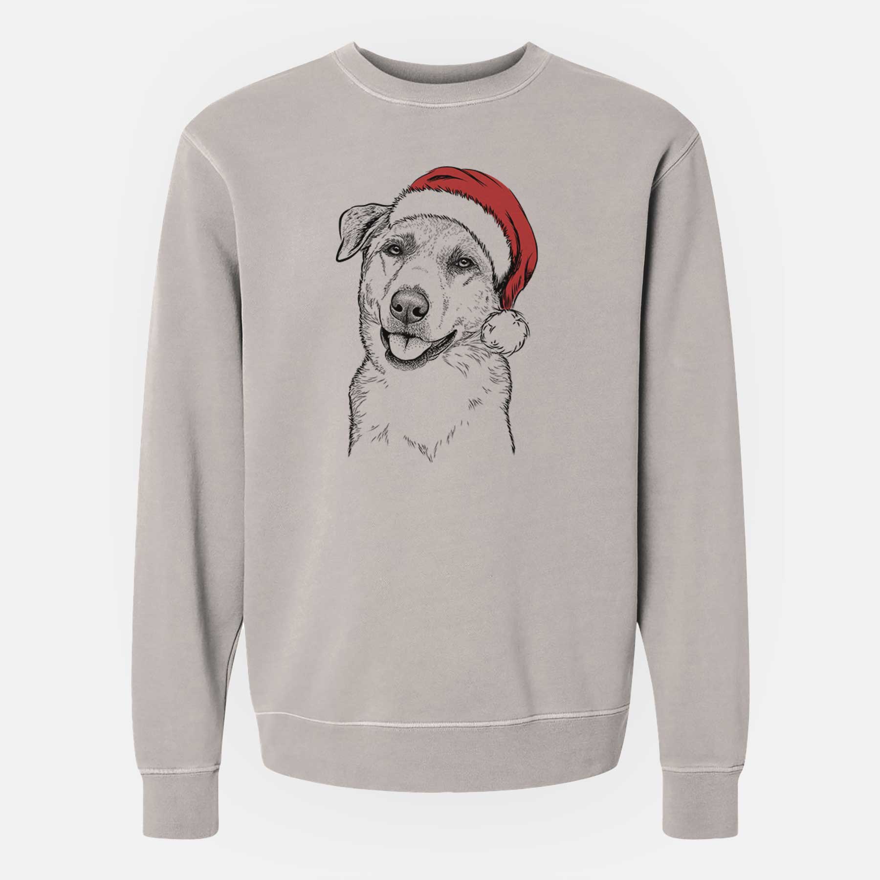 Santa Sydney the Great Pyrenees Australian Shepherd Mix - Unisex Pigment Dyed Crew Sweatshirt