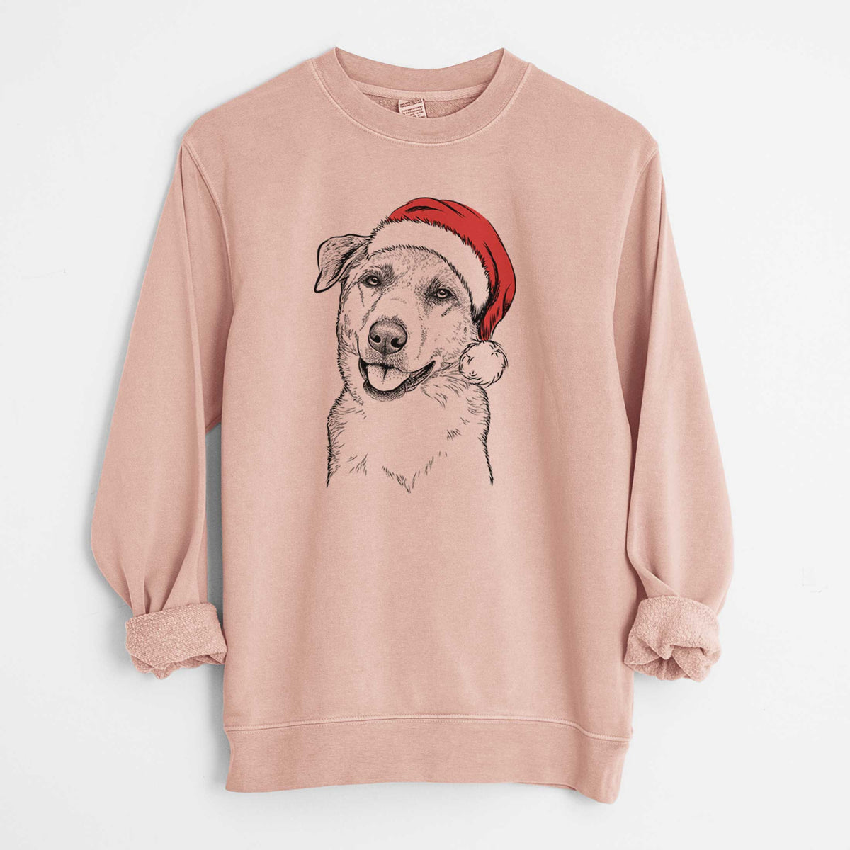 Santa Sydney the Great Pyrenees Australian Shepherd Mix - Unisex Pigment Dyed Crew Sweatshirt