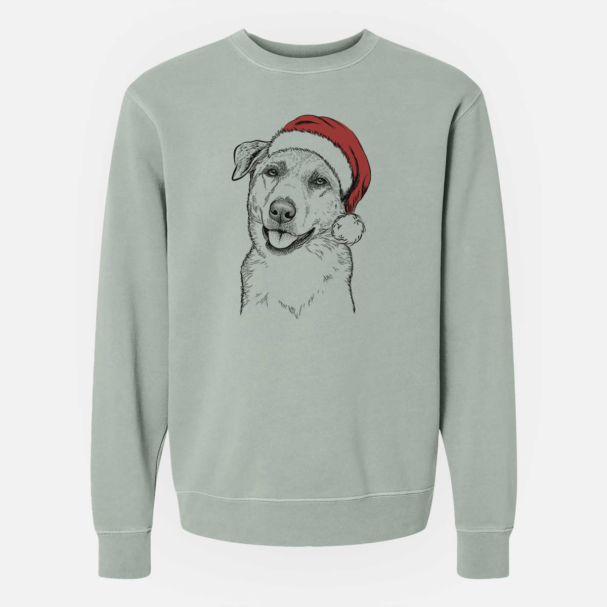 Santa Sydney the Great Pyrenees Australian Shepherd Mix - Unisex Pigment Dyed Crew Sweatshirt