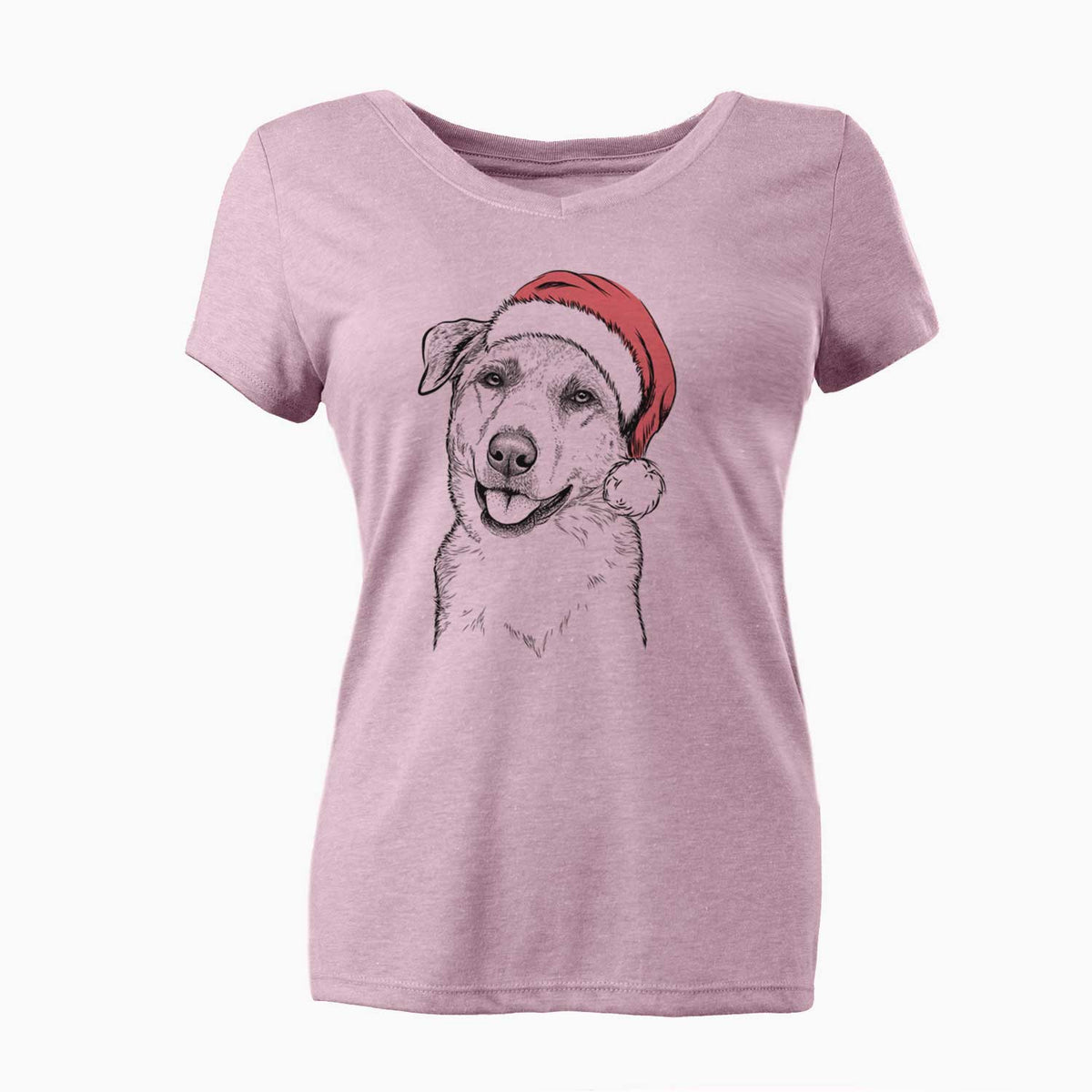 Santa Sydney the Great Pyrenees Australian Shepherd Mix - Women's V-neck Shirt