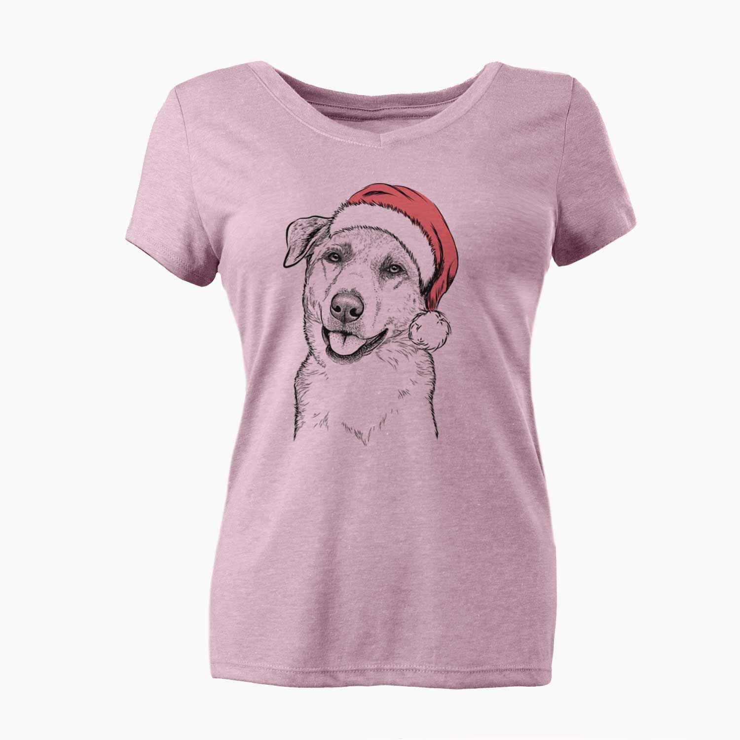 Santa Sydney the Great Pyrenees Australian Shepherd Mix - Women's V-neck Shirt