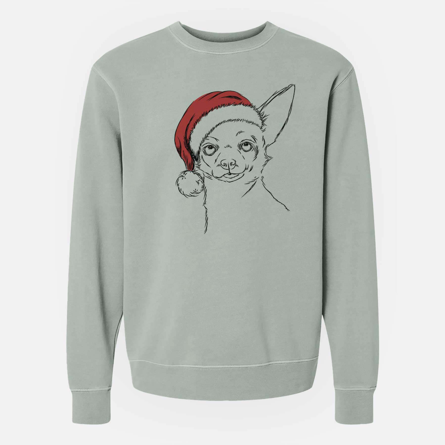 Santa Tabitha the Chihuahua - Unisex Pigment Dyed Crew Sweatshirt