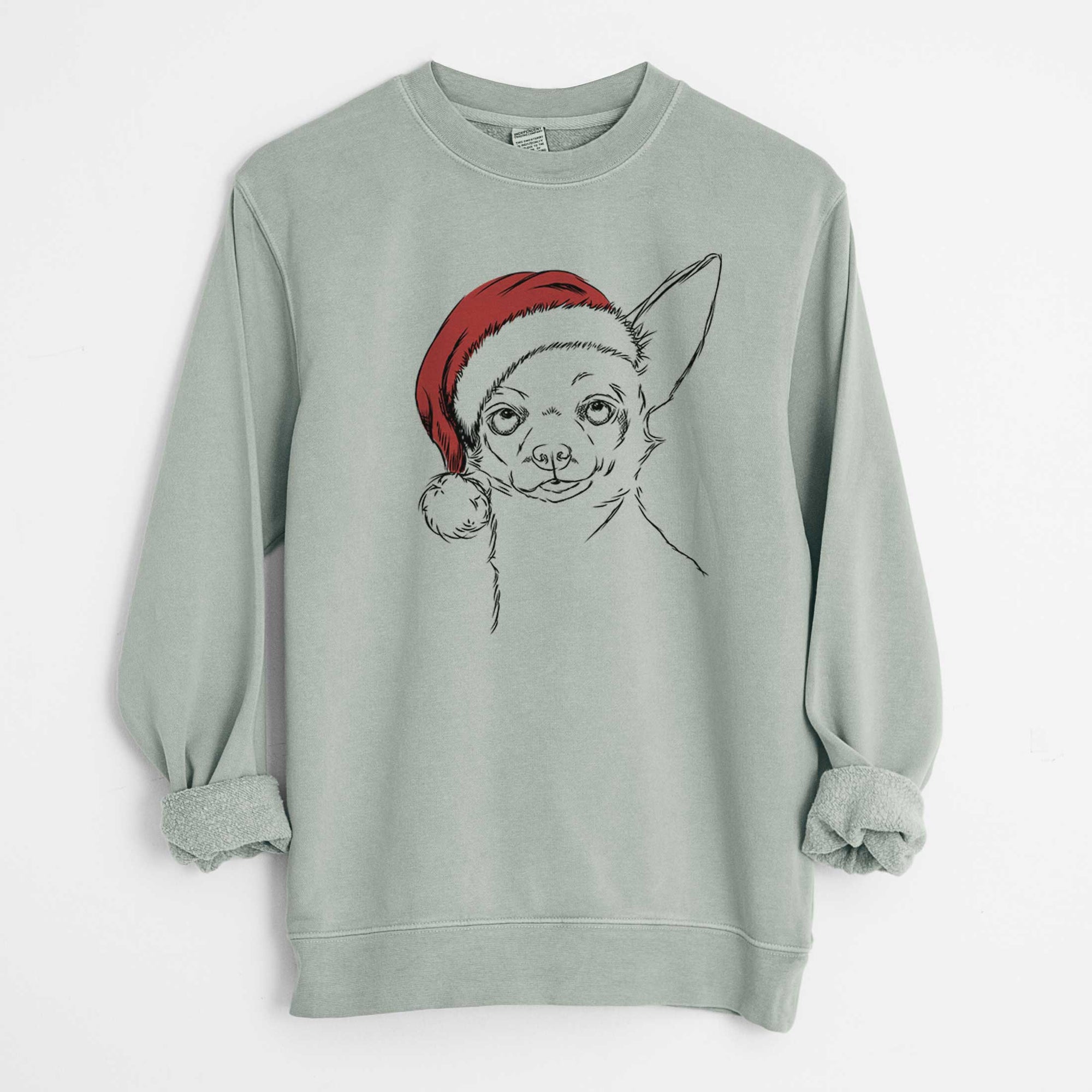 Santa Tabitha the Chihuahua - Unisex Pigment Dyed Crew Sweatshirt