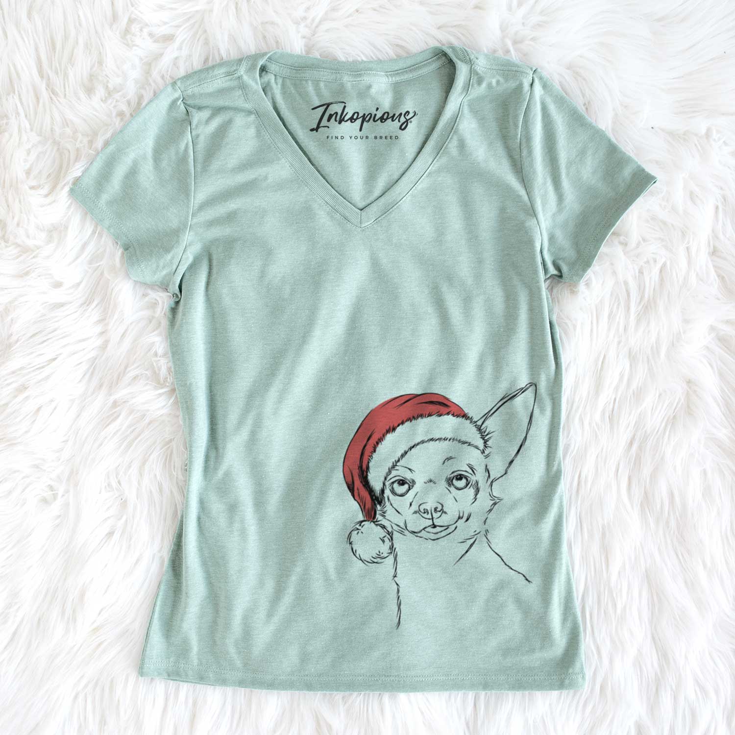 Santa Tabitha the Chihuahua - Women's V-neck Shirt