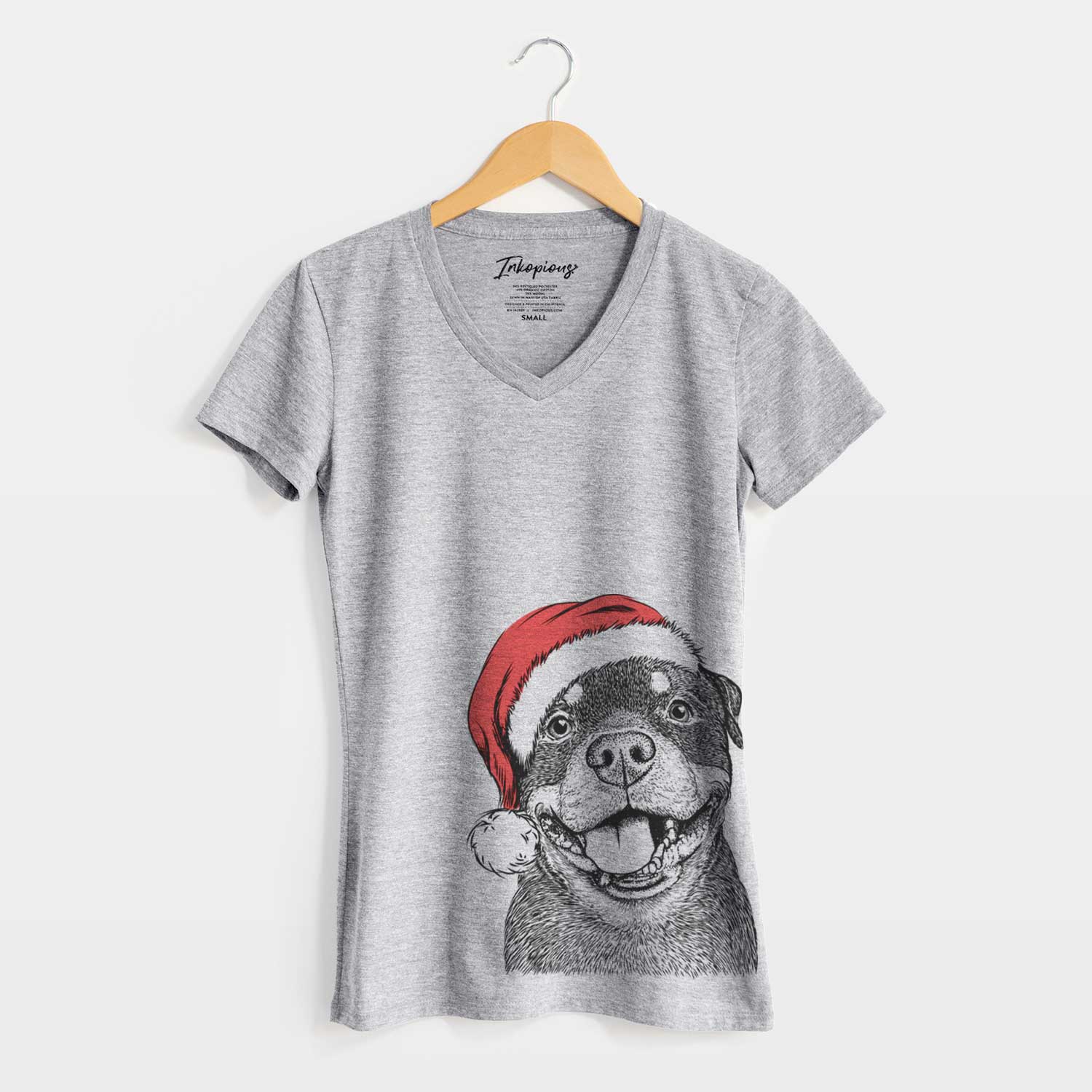 Santa Talos the Rottweiler - Women's V-neck Shirt