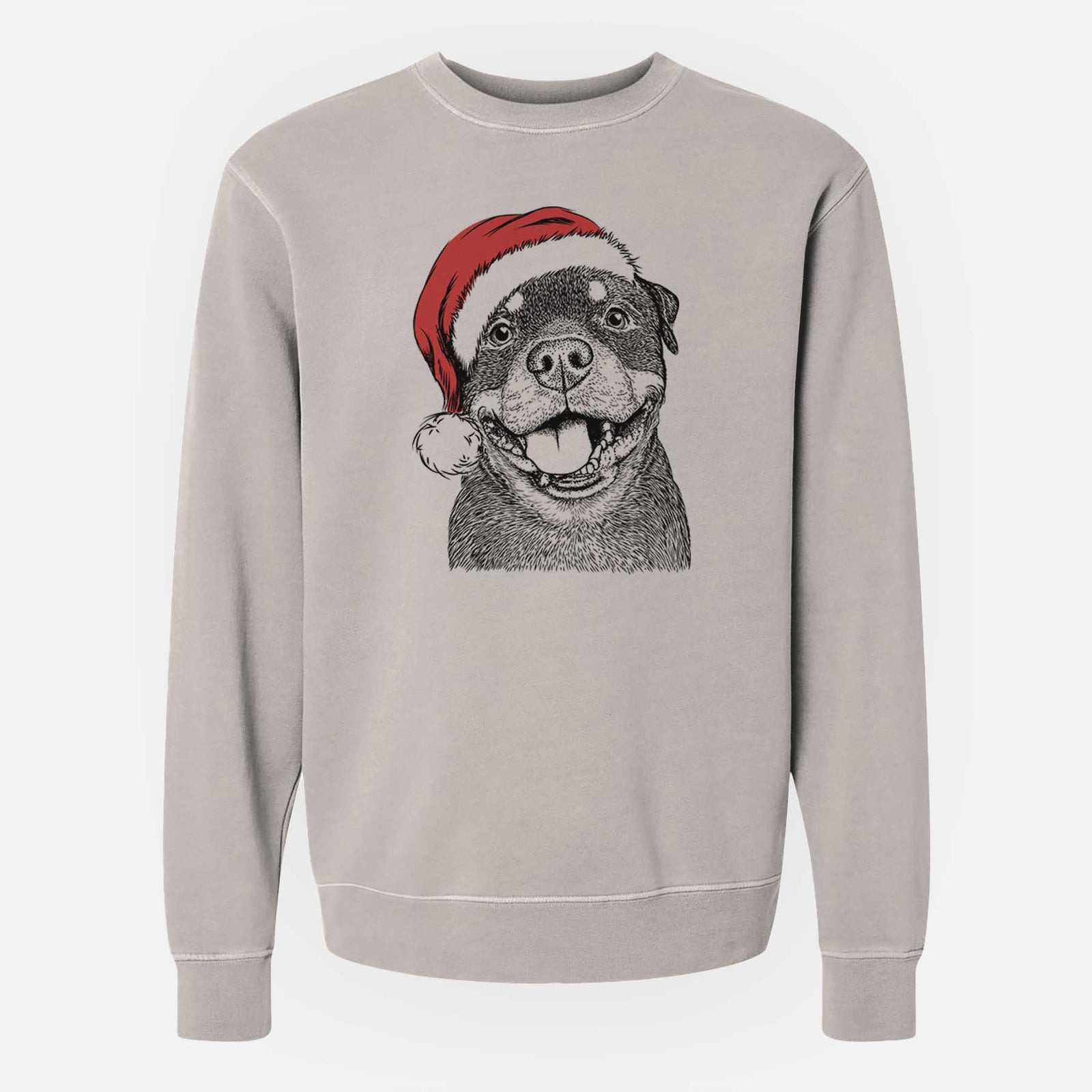 Santa Talos the Rottweiler - Unisex Pigment Dyed Crew Sweatshirt