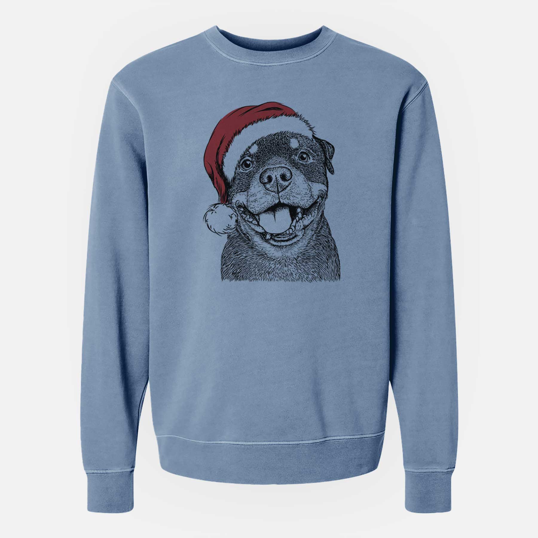 Santa Talos the Rottweiler - Unisex Pigment Dyed Crew Sweatshirt