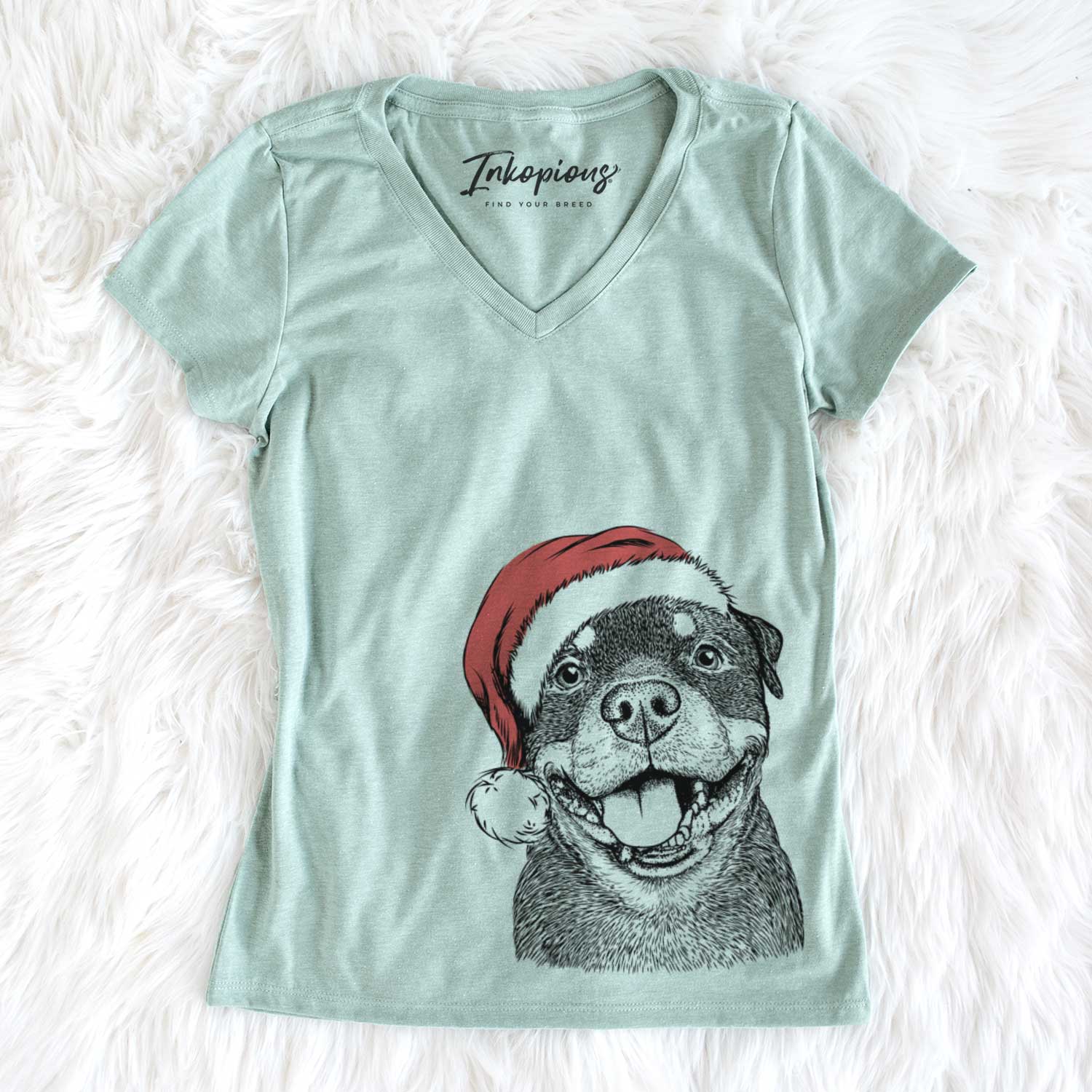 Santa Talos the Rottweiler - Women's V-neck Shirt