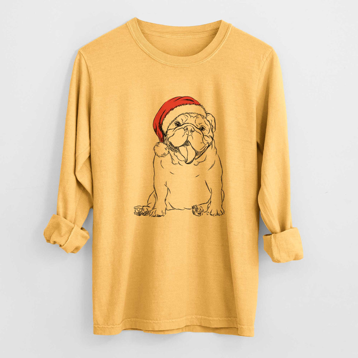 Santa Tank the English Bulldog - Heavyweight 100% Cotton Long Sleeve