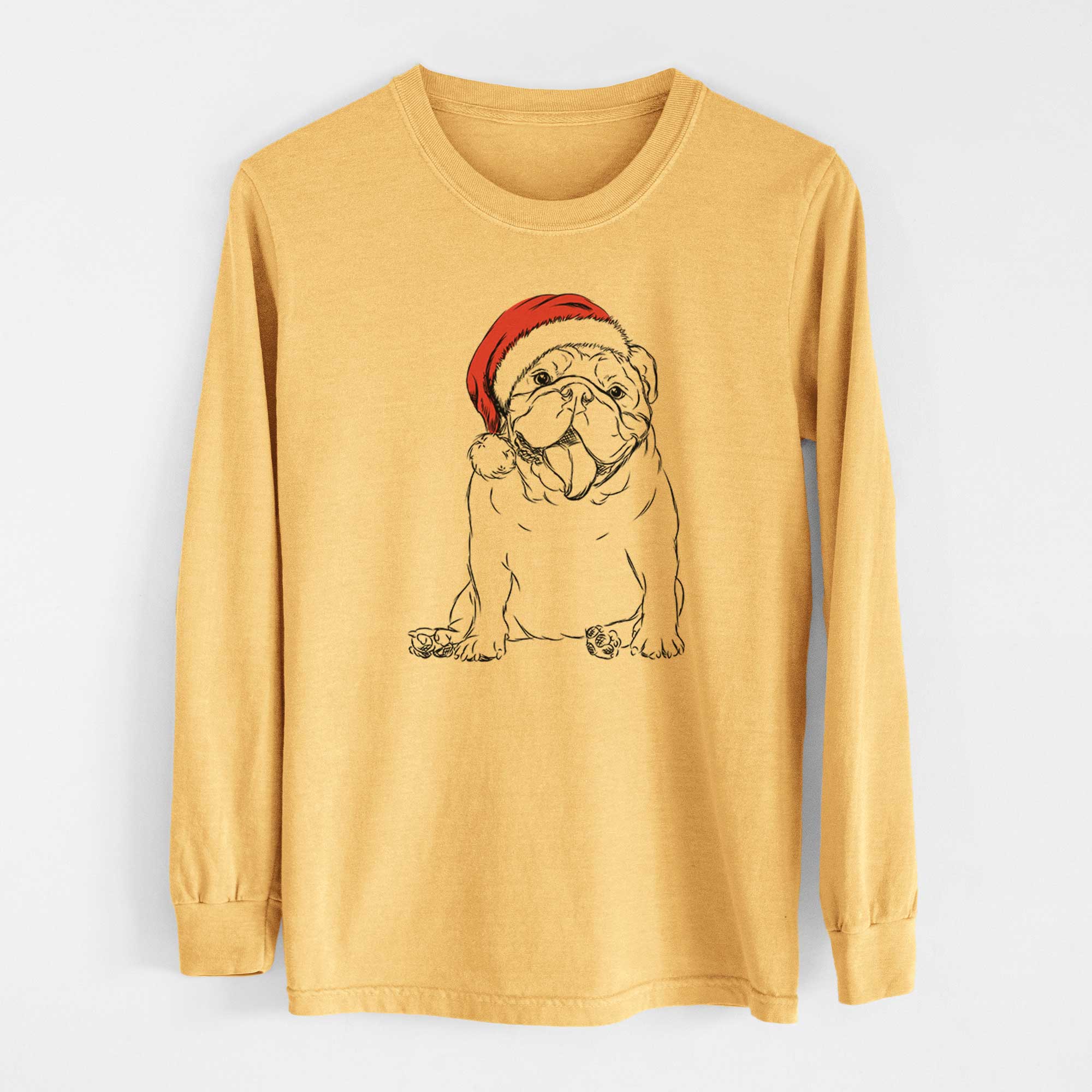 Santa Tank the English Bulldog - Heavyweight 100% Cotton Long Sleeve