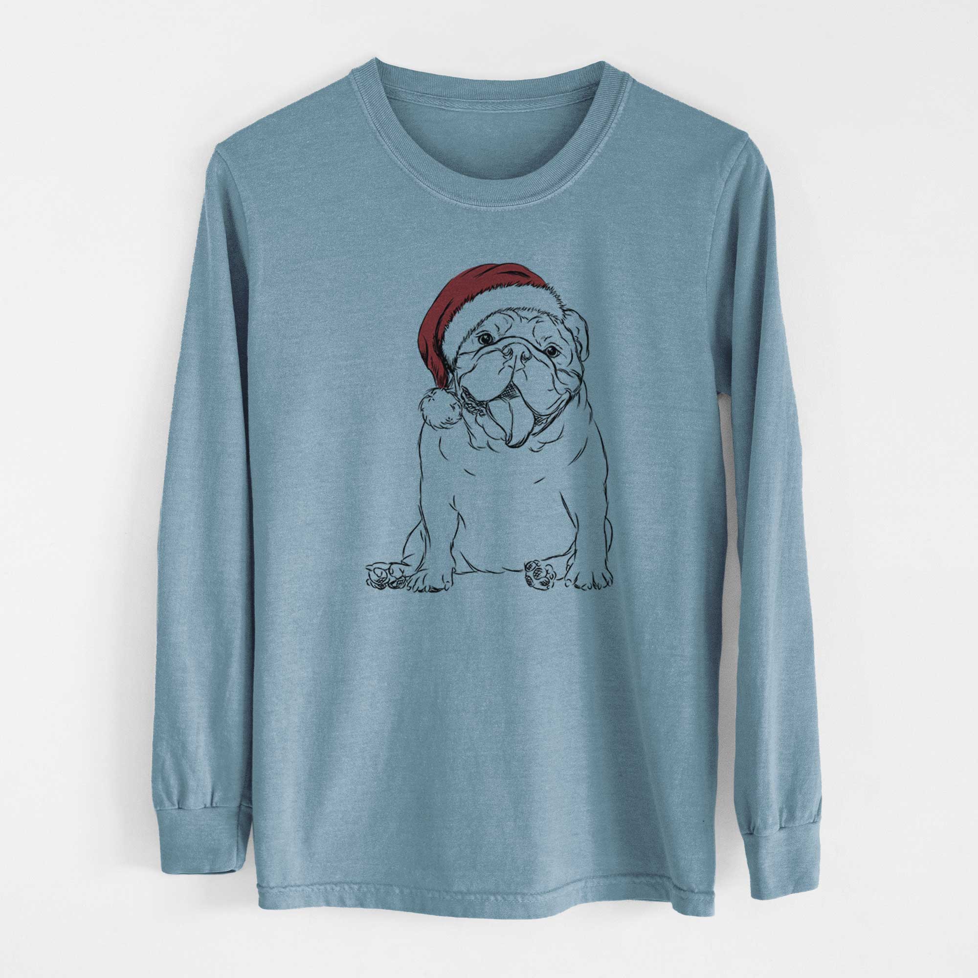 Santa Tank the English Bulldog - Heavyweight 100% Cotton Long Sleeve