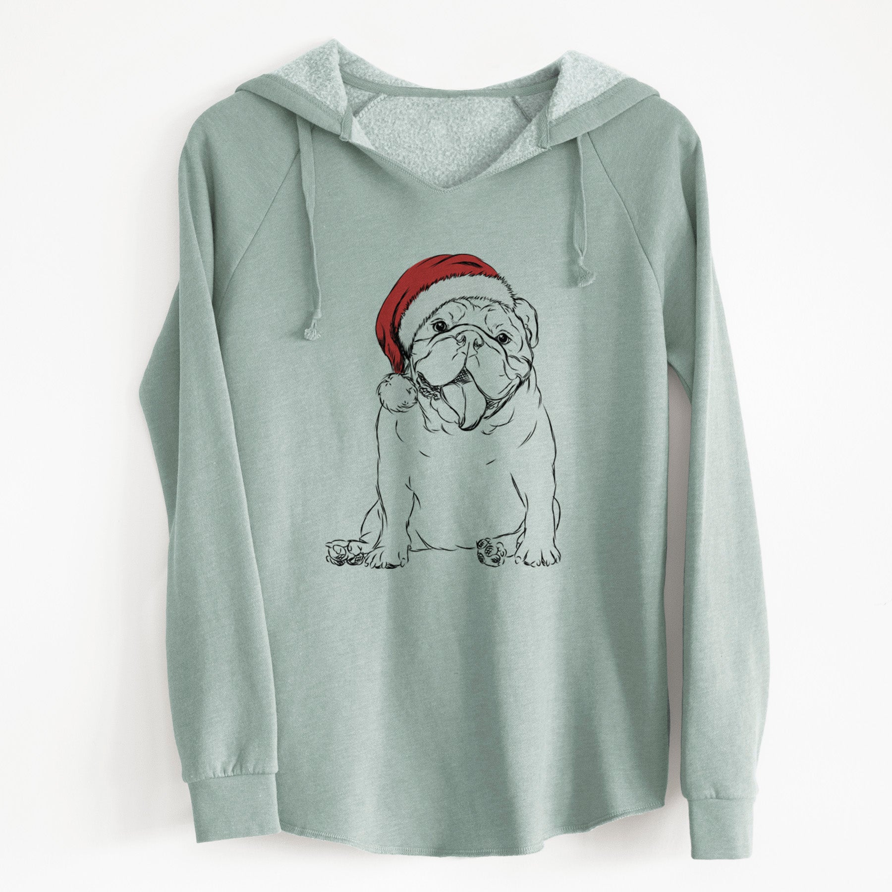 Santa Tank the English Bulldog - Cali Wave Hooded Sweatshirt