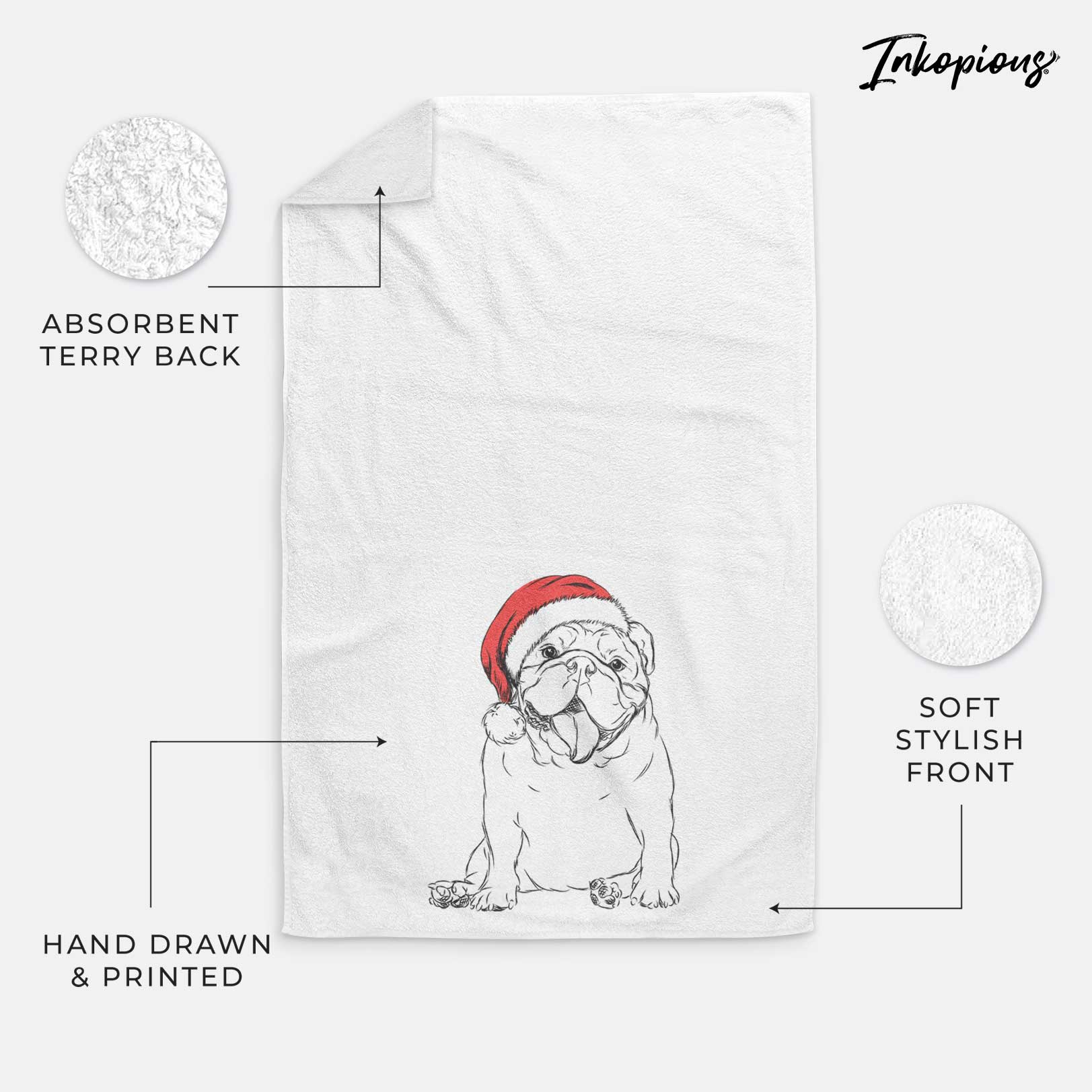 Tank the English Bulldog Decorative Hand Towel