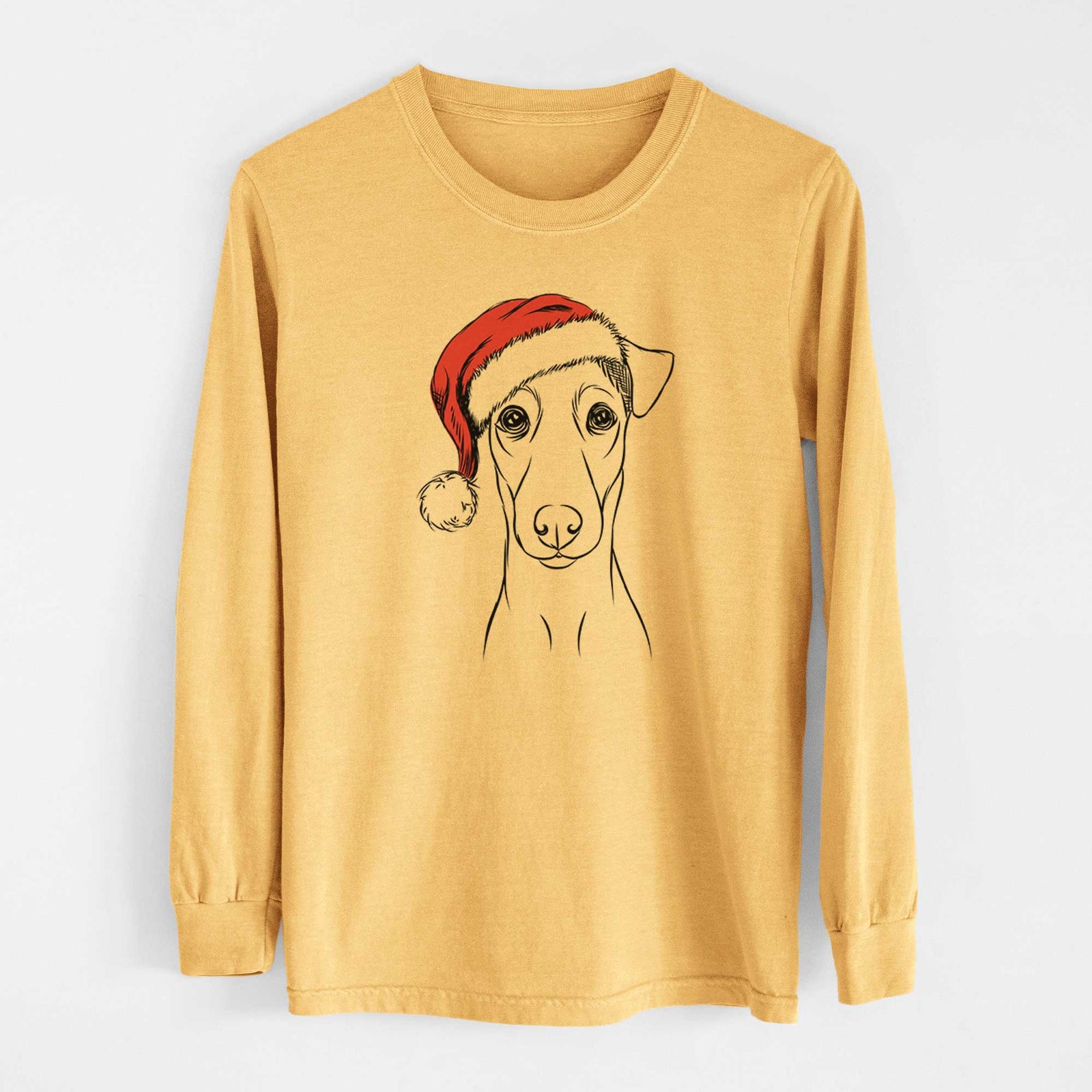 Santa Tanner the Fox Terrier - Heavyweight 100% Cotton Long Sleeve