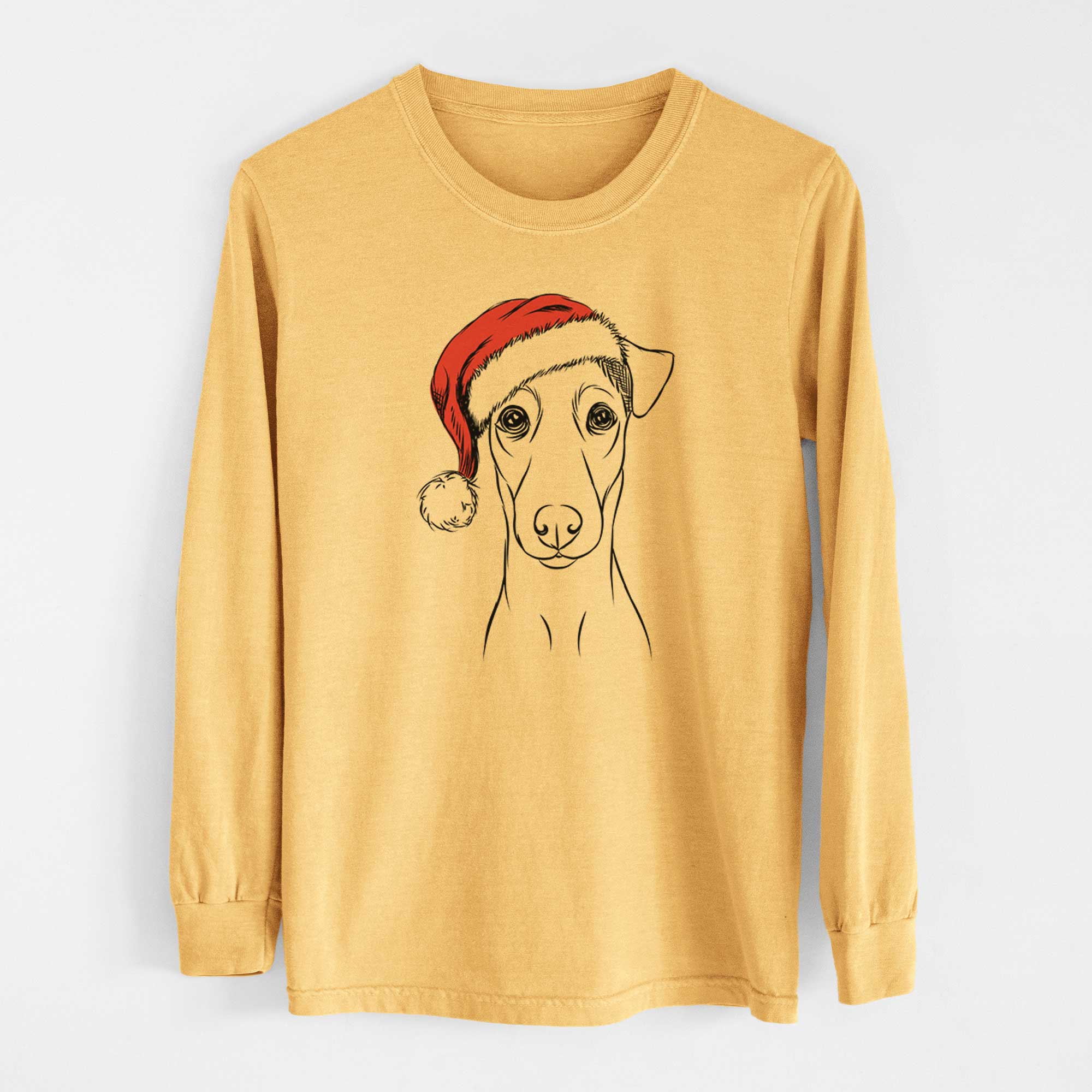 Santa Tanner the Fox Terrier - Heavyweight 100% Cotton Long Sleeve