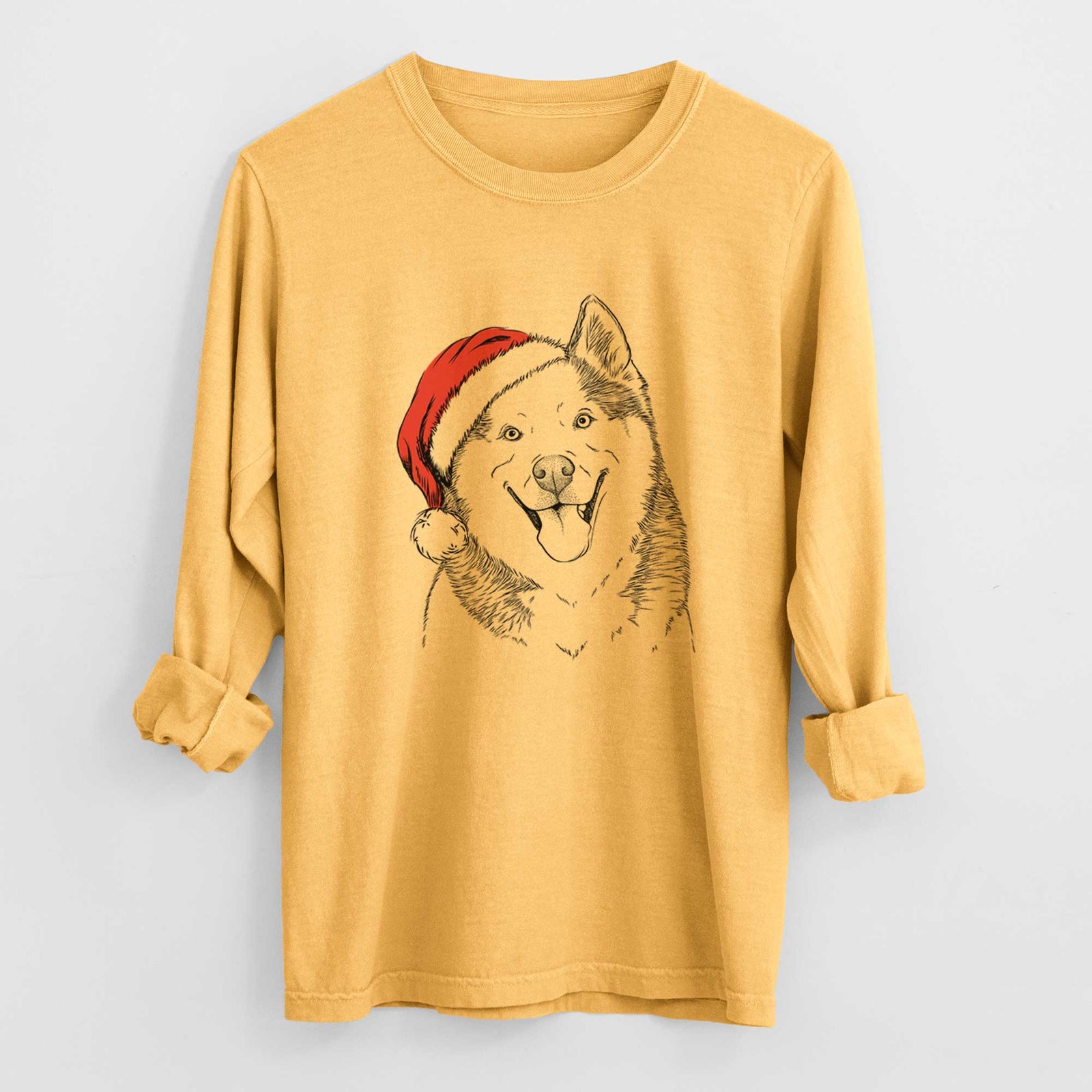 Santa Teak the Siberian Husky - Heavyweight 100% Cotton Long Sleeve
