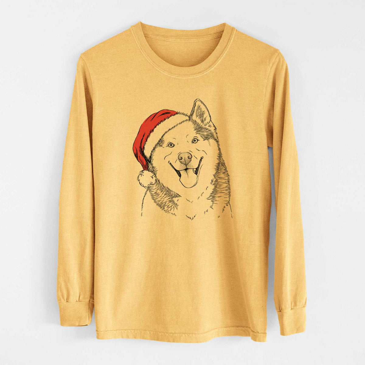 Santa Teak the Siberian Husky - Heavyweight 100% Cotton Long Sleeve
