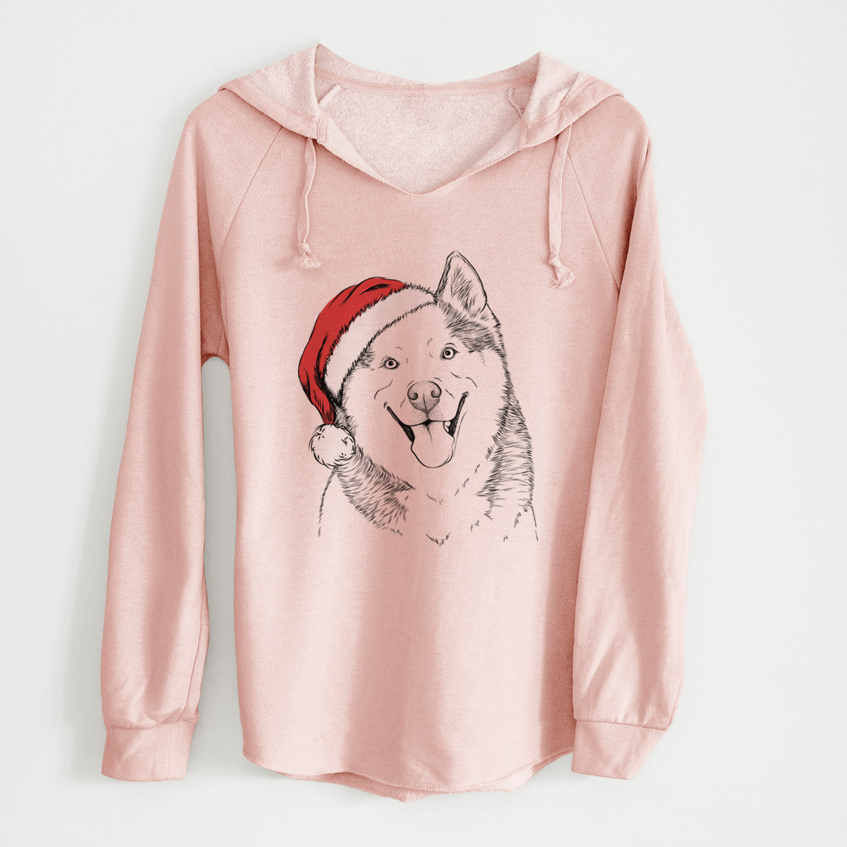 Santa Teak the Siberian Husky - Cali Wave Hooded Sweatshirt