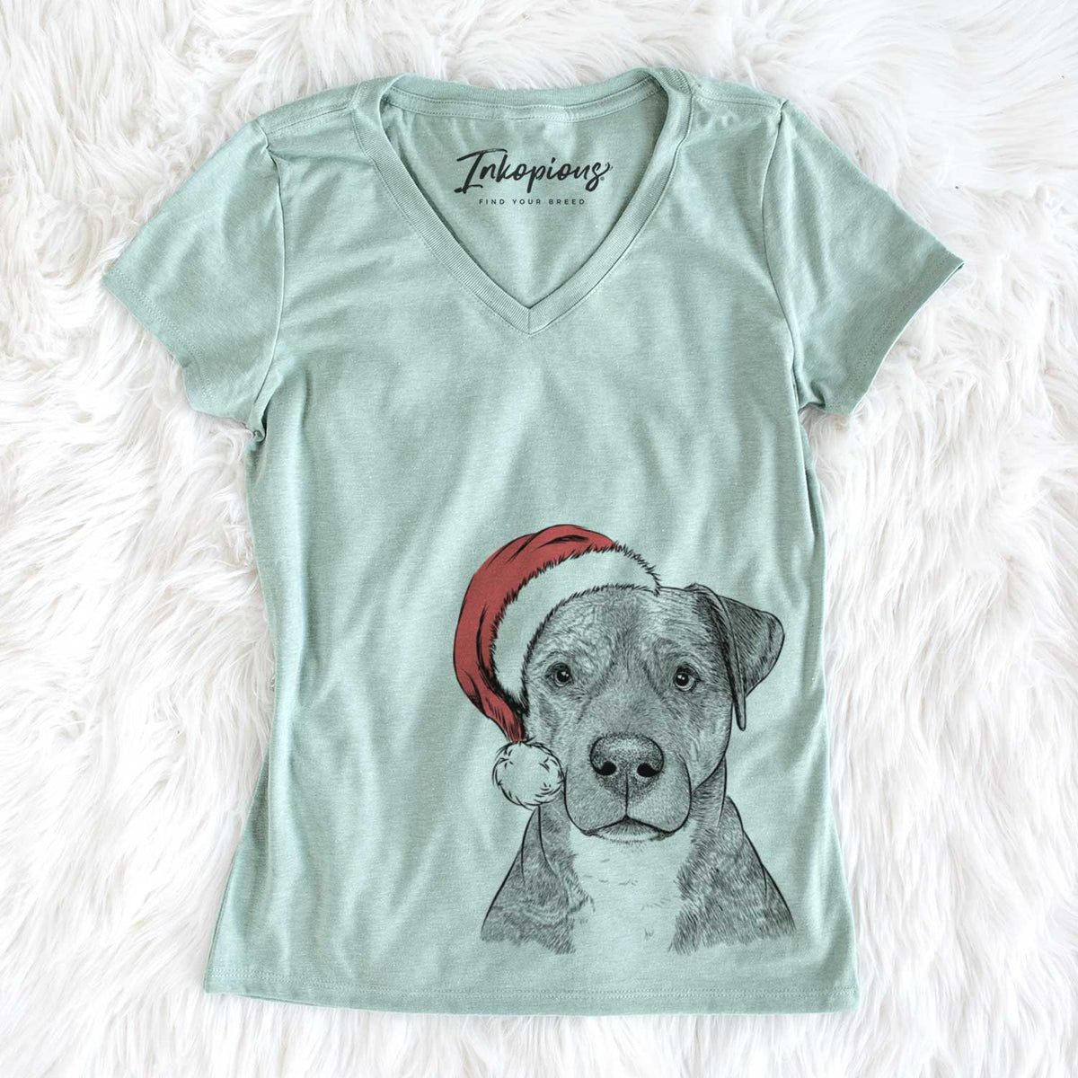 Santa TedE the Mixed Breed - Women&#39;s V-neck Shirt