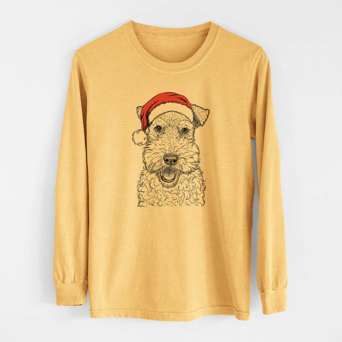 Santa Ted the Wire Fox Terrier - Heavyweight 100% Cotton Long Sleeve