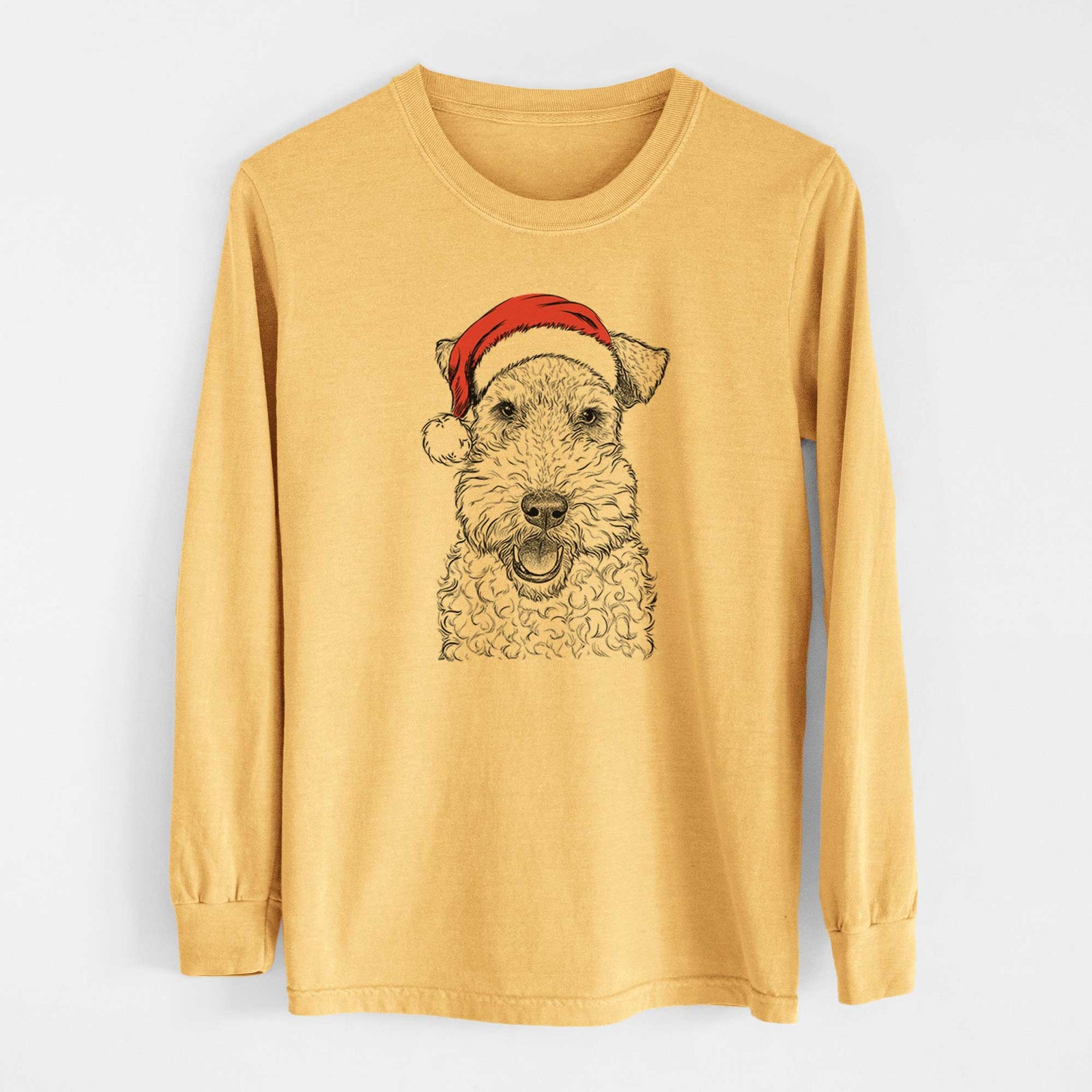 Santa Ted the Wire Fox Terrier - Heavyweight 100% Cotton Long Sleeve