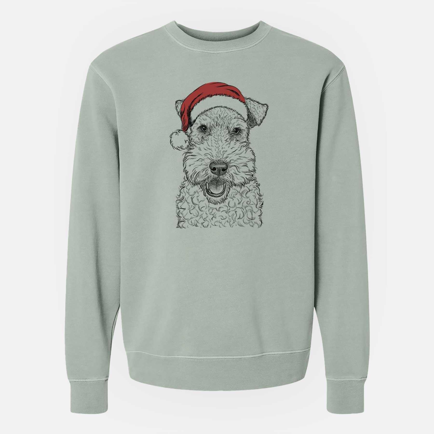 Santa Ted the Wire Fox Terrier - Unisex Pigment Dyed Crew Sweatshirt