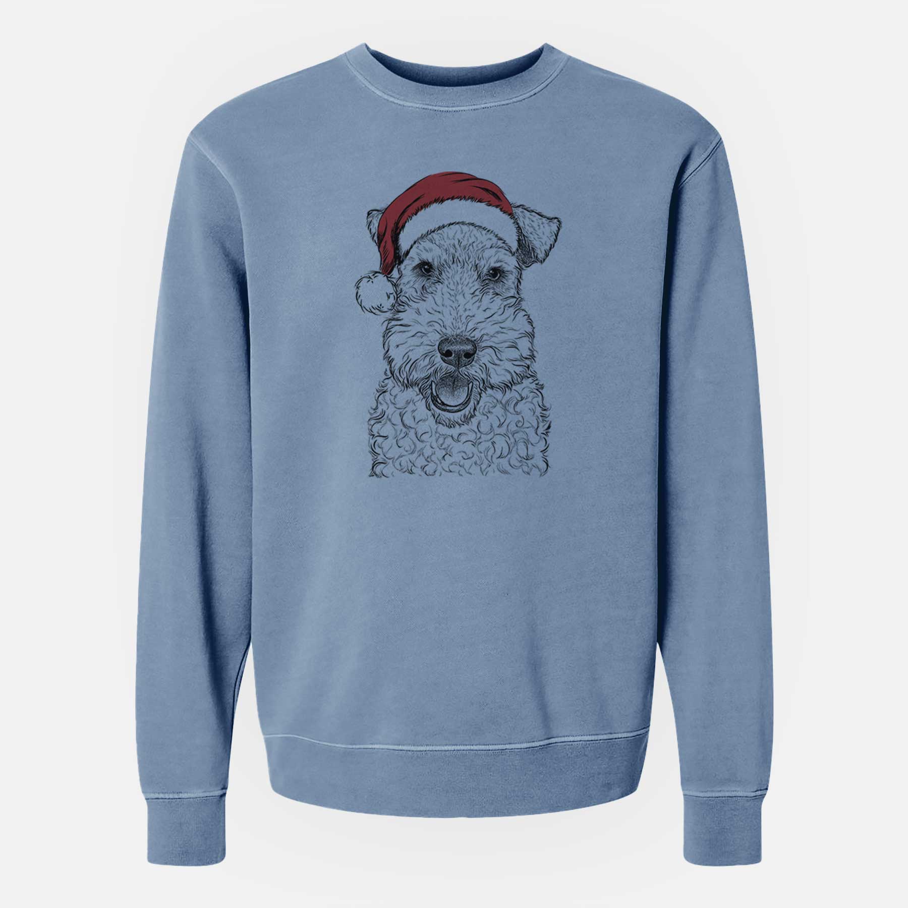 Santa Ted the Wire Fox Terrier - Unisex Pigment Dyed Crew Sweatshirt