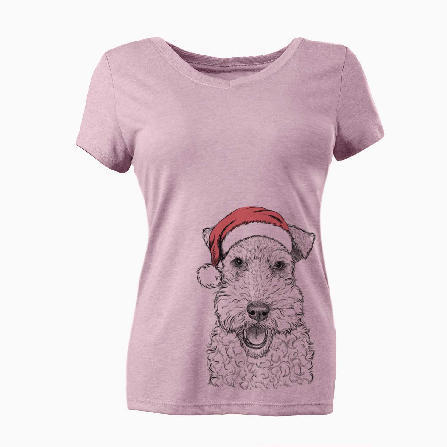 Santa Ted the Wire Fox Terrier - Women's V-neck Shirt