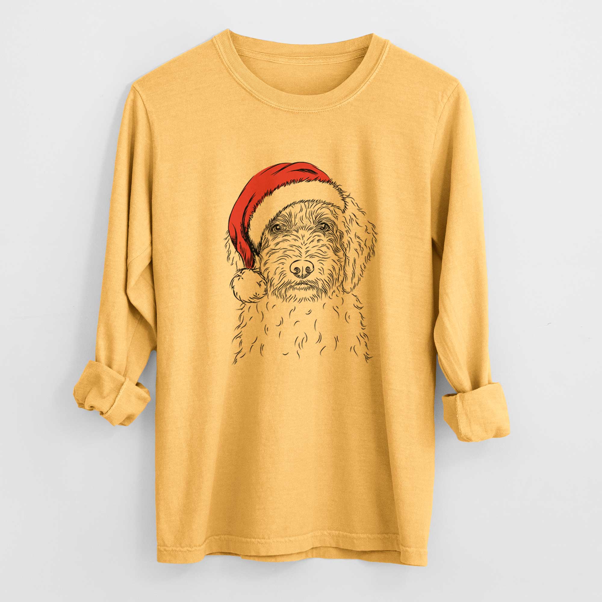 Santa Teddy the Labradoodle - Heavyweight 100% Cotton Long Sleeve