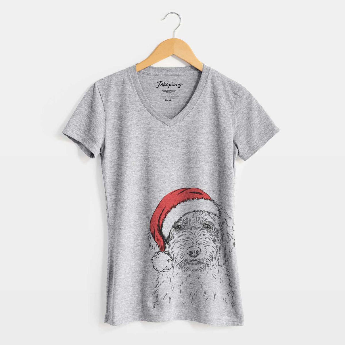 Santa Teddy the Labradoodle - Women's V-neck Shirt