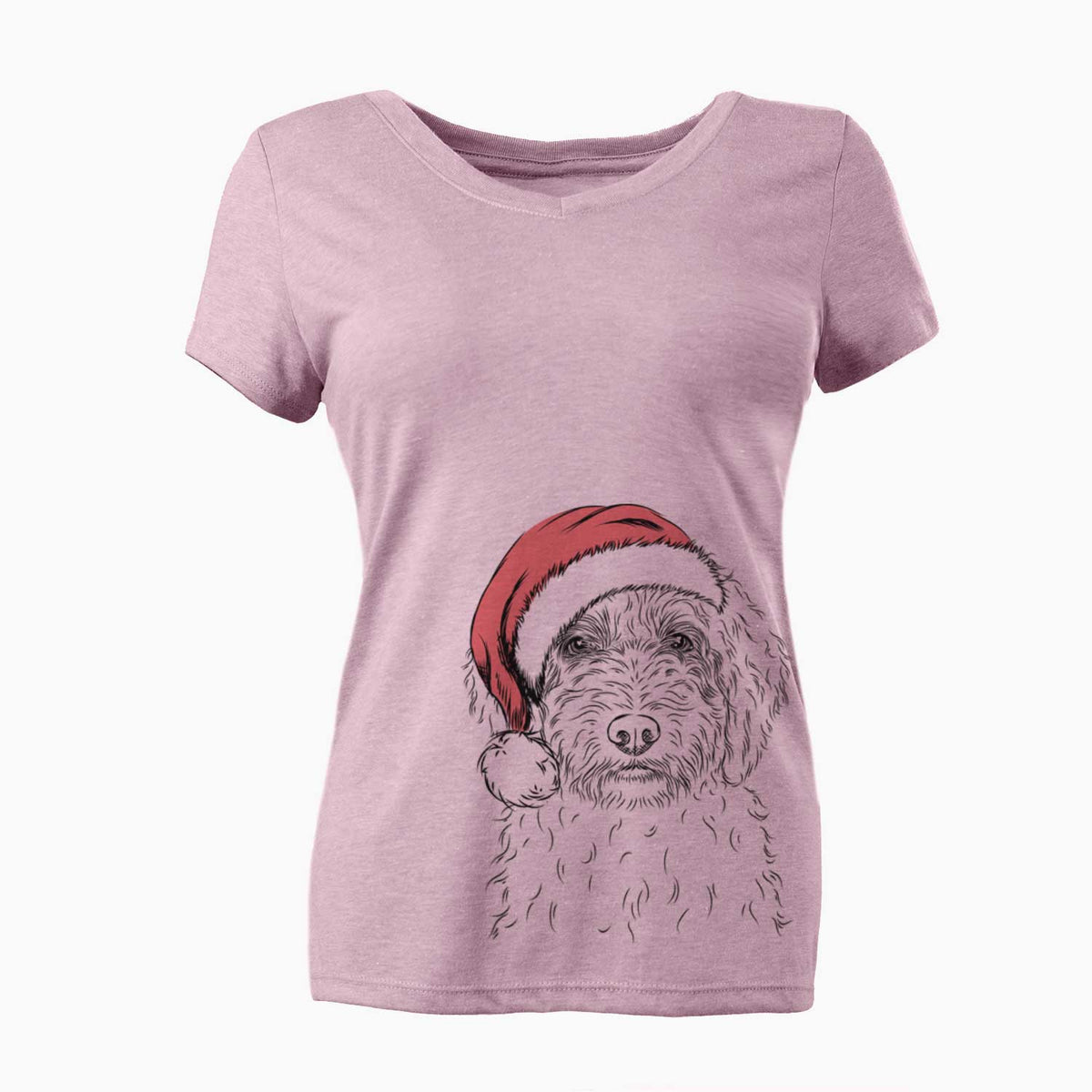 Santa Teddy the Labradoodle - Women's V-neck Shirt