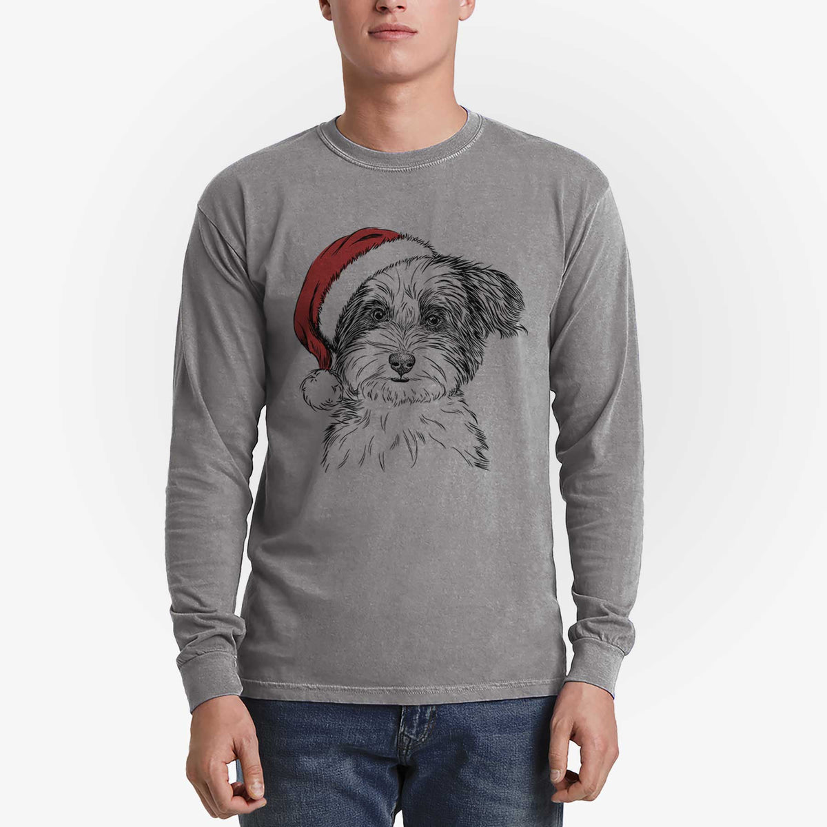 Santa Teddy the Havanese - Heavyweight 100% Cotton Long Sleeve