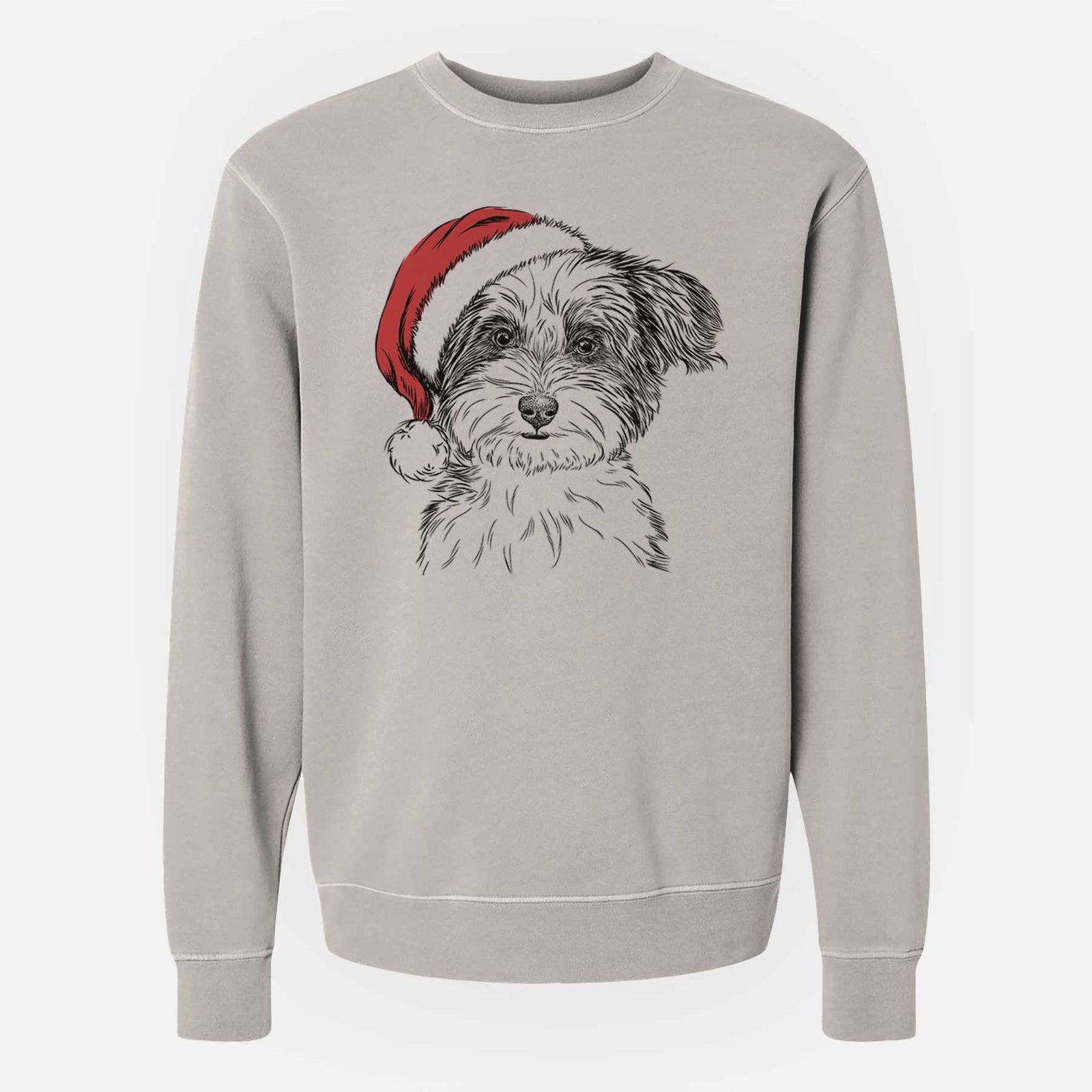 Santa Teddy the Havanese - Unisex Pigment Dyed Crew Sweatshirt
