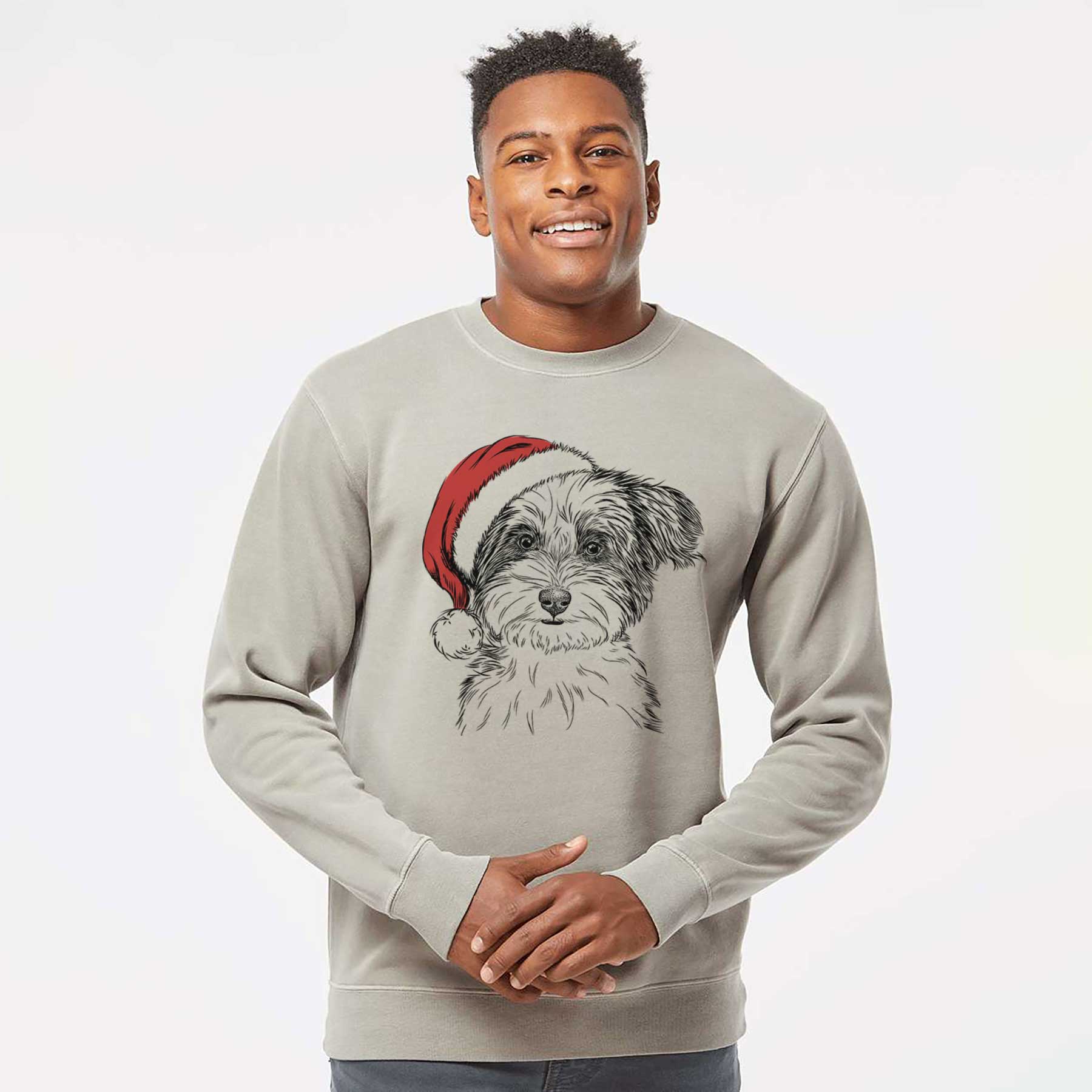 Santa Teddy the Havanese - Unisex Pigment Dyed Crew Sweatshirt