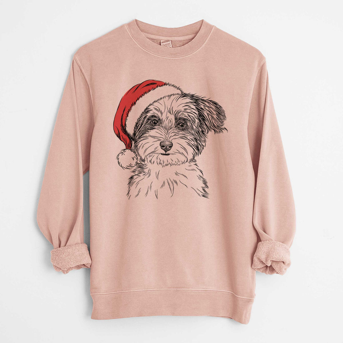 Santa Teddy the Havanese - Unisex Pigment Dyed Crew Sweatshirt