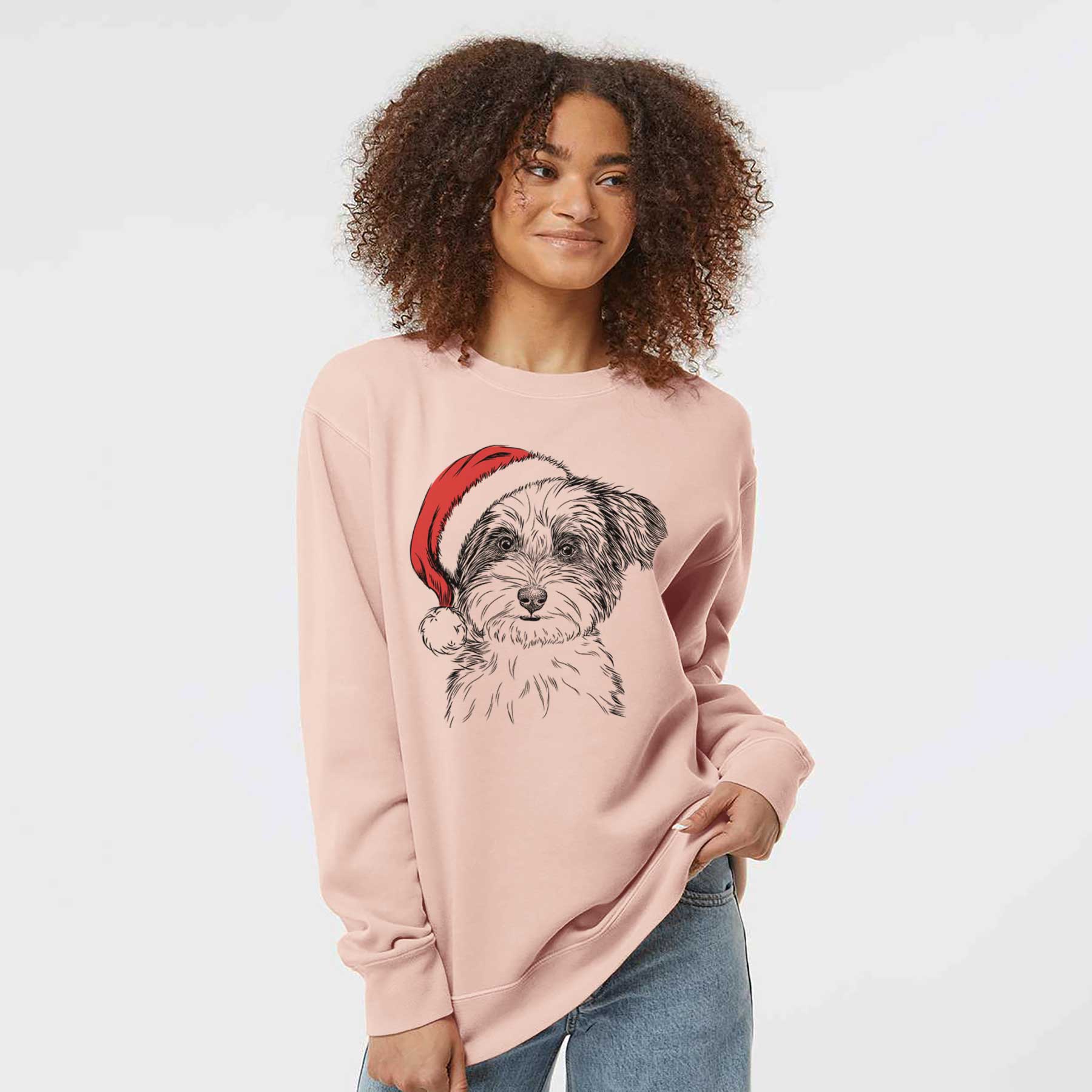 Santa Teddy the Havanese - Unisex Pigment Dyed Crew Sweatshirt