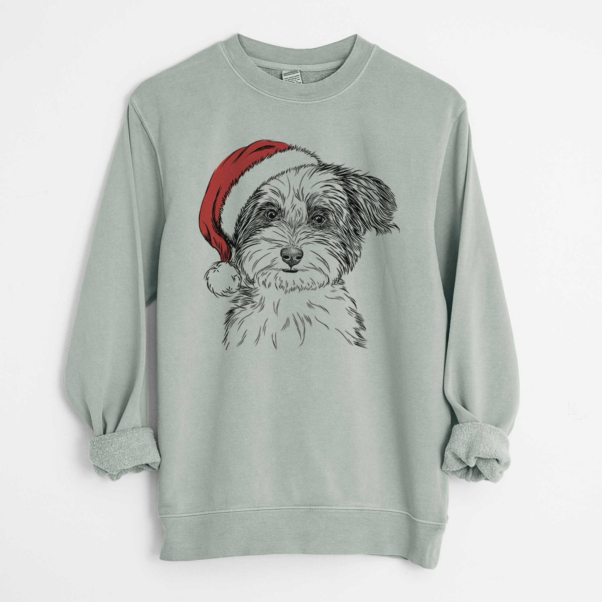Santa Teddy the Havanese - Unisex Pigment Dyed Crew Sweatshirt
